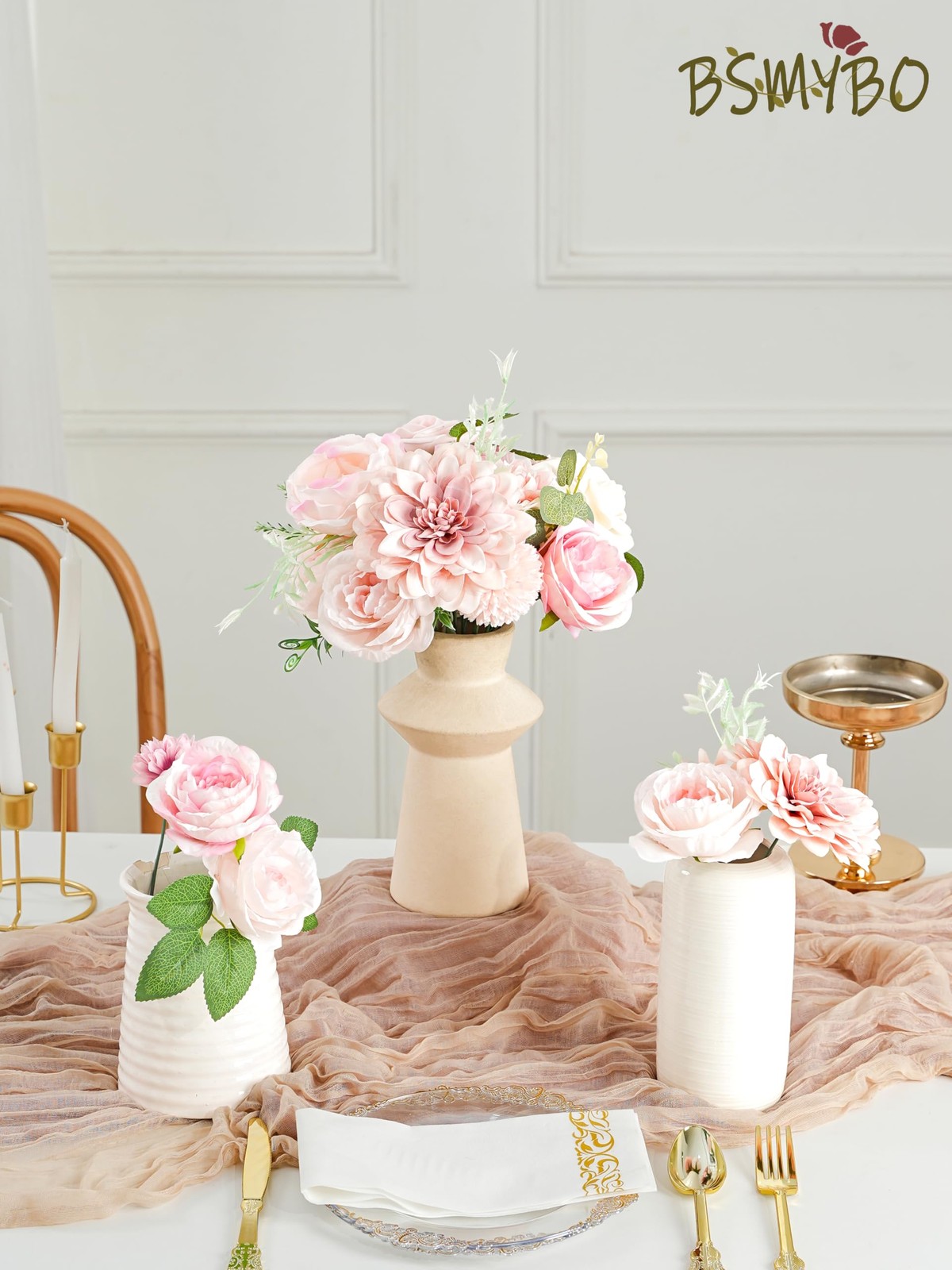 Artificial Pink Roses Bouquet for DIY Wedding, Baby Shower, Home Decor