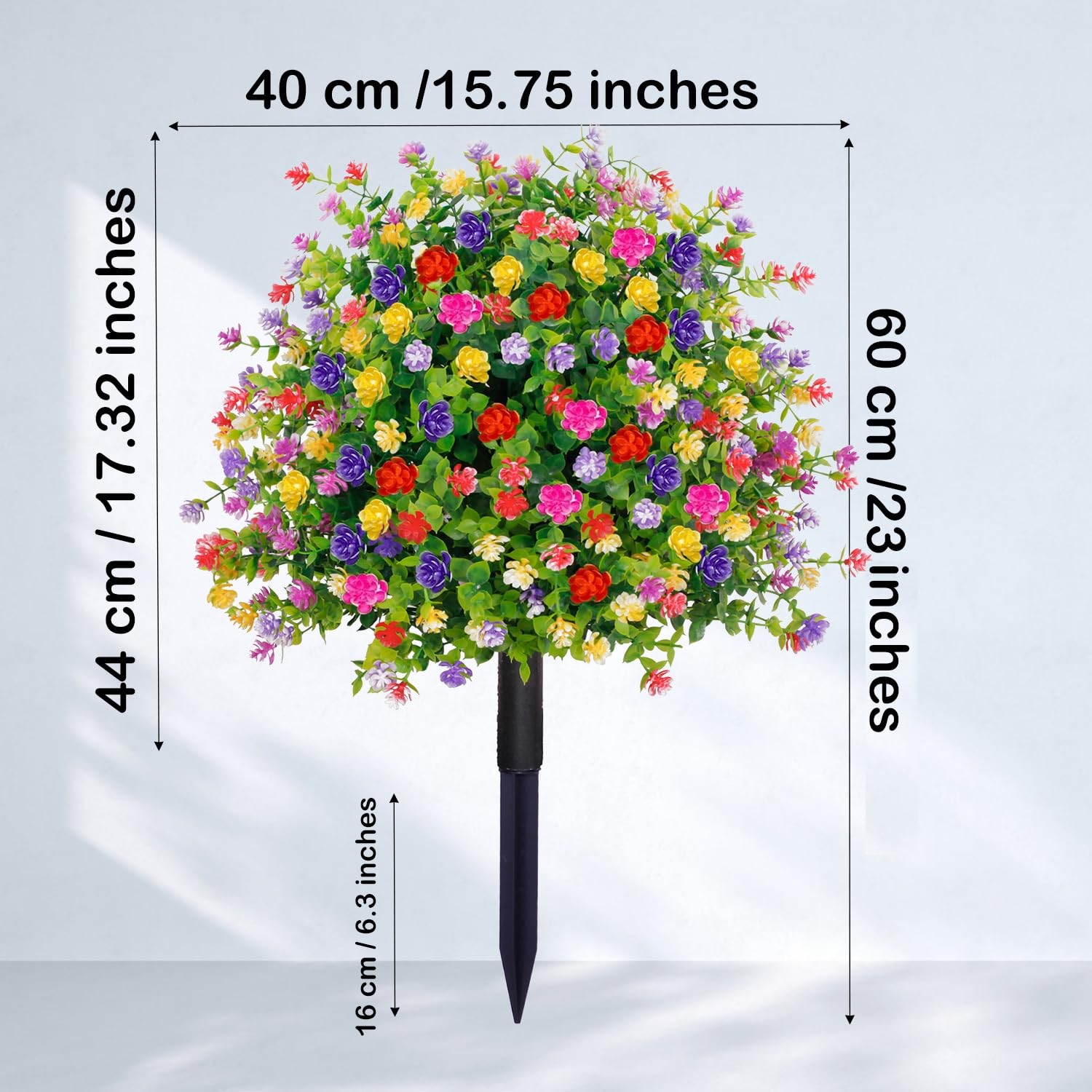 Artificial Topiary Trees with Flowers Outdoor, 2 Pack UV Resistant 23.6” Fau…
