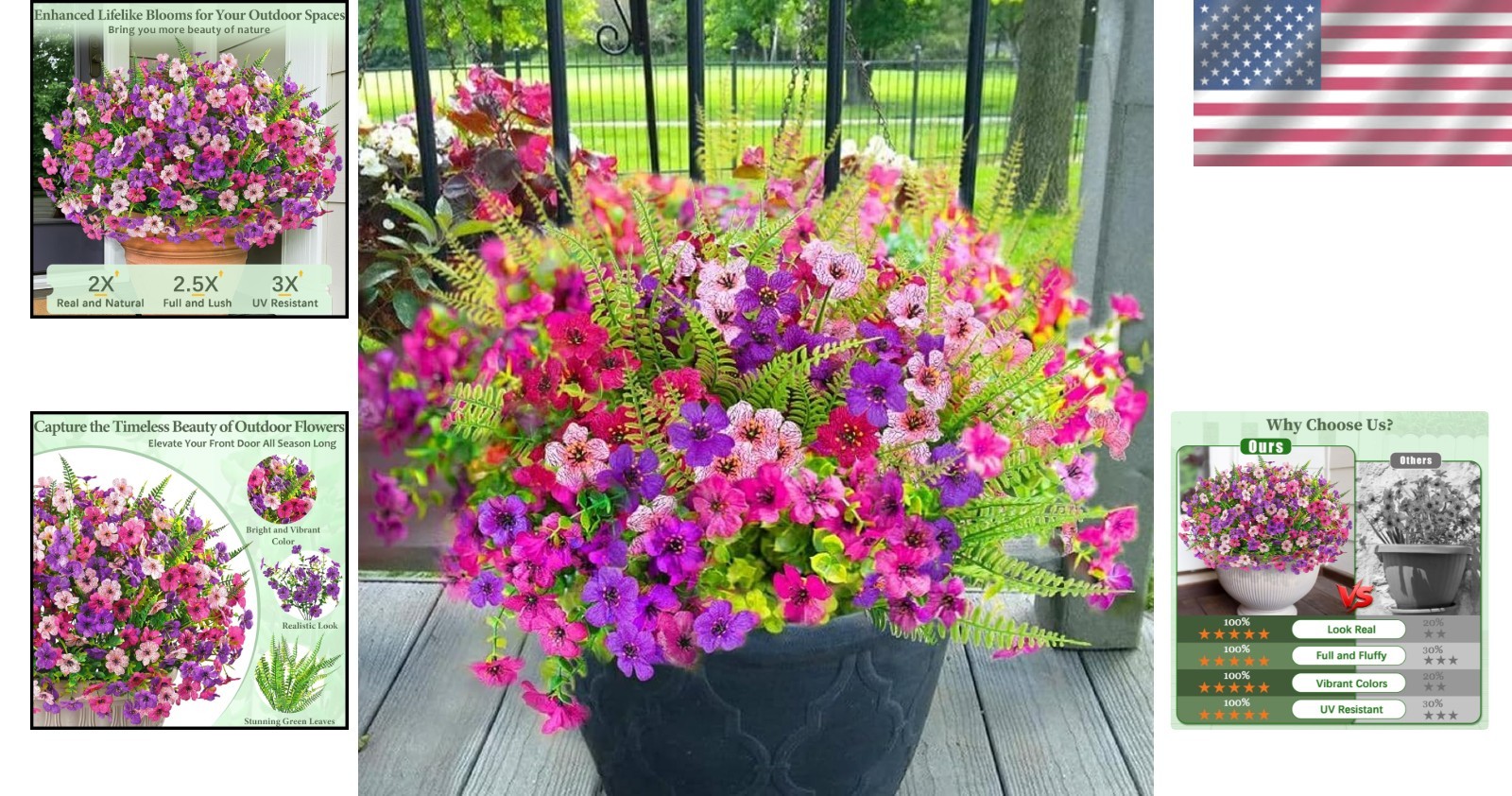 Elegant 12 Bundle UV Resistant Faux Outdoor Flowers for Weddings & Decor