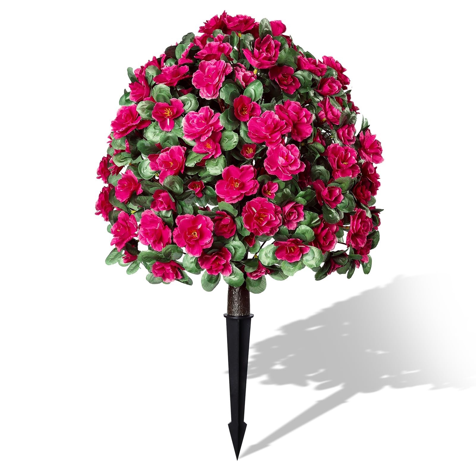 Hot Pink Artificial Silk Azalea Topiary Ball 22″ – UV Resistant Faux Floral Deco