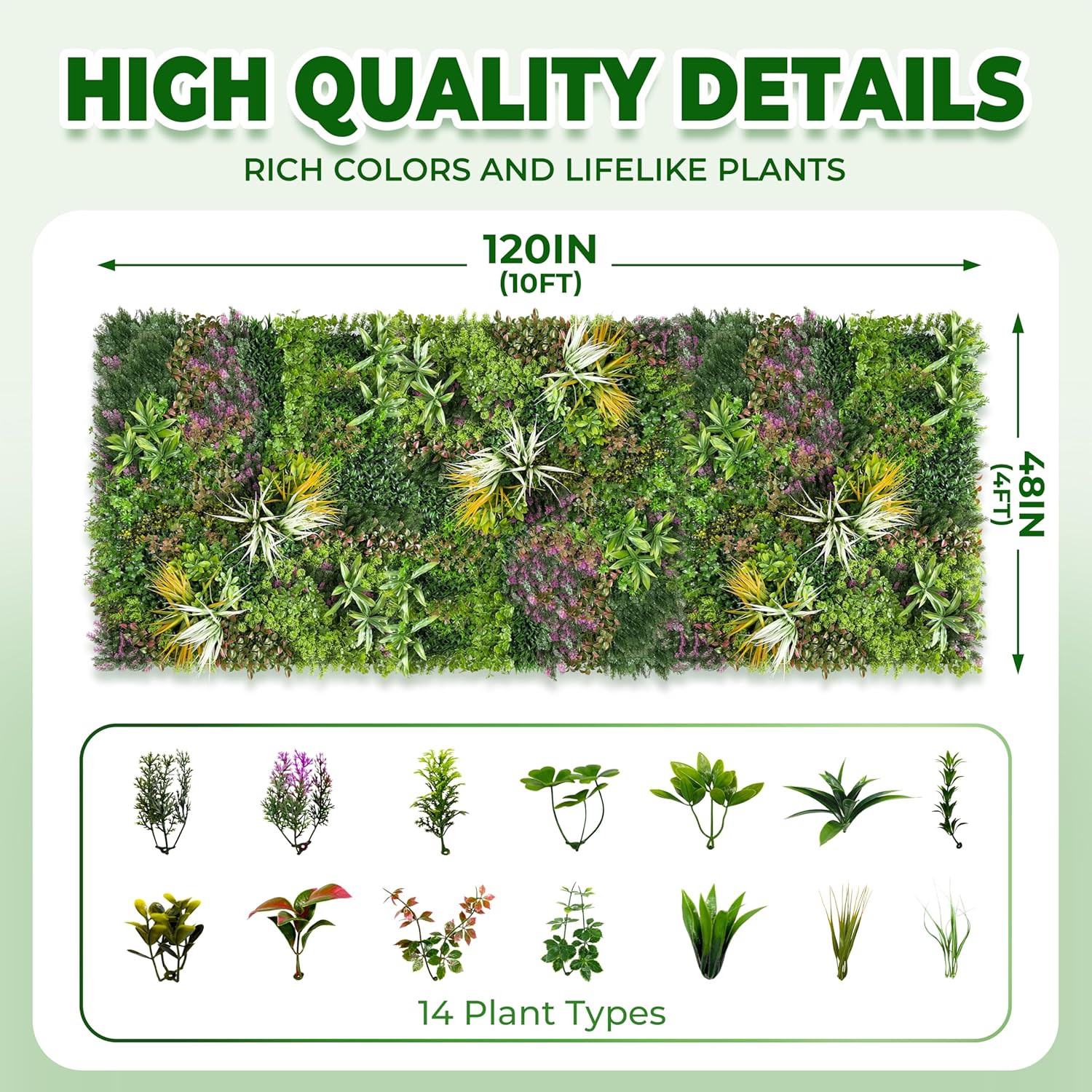 48”x120” Artificial Grass Wall Panels – UV-Resistant Greenery Decor