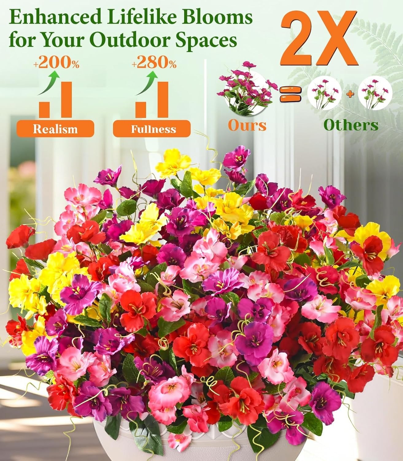 Fake Hibiscus Artificial Flowers, Outdoor, 6 Bundles, UV Resistant