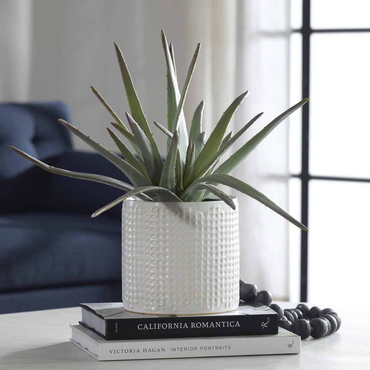 Uttermost 60210 Taos Green with Ivory and Beige Glaze Aloe Centerpiece