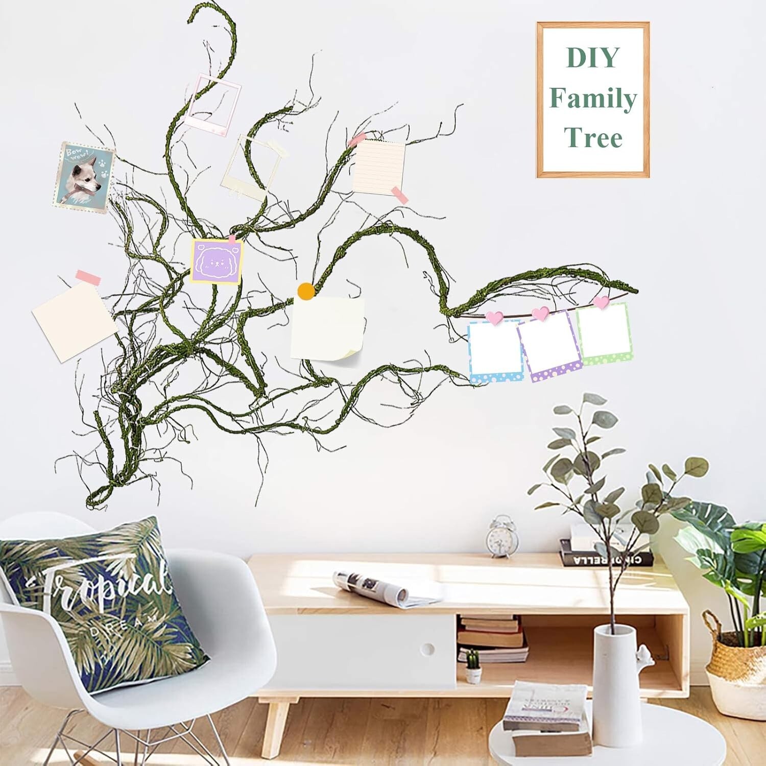 300cm/118inch Flexible Artificial Tree Branches Fake Tree Trunk Small Green