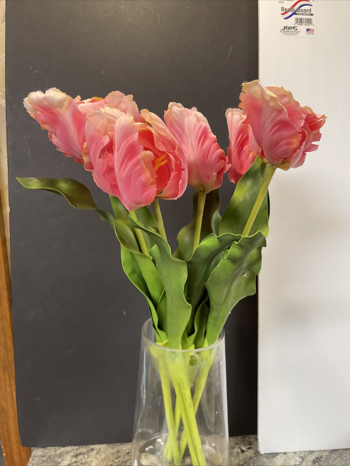 23” Real Touch Parrot Tulips Bouquet Water Vase Pink Flower Valerie Parr Hill