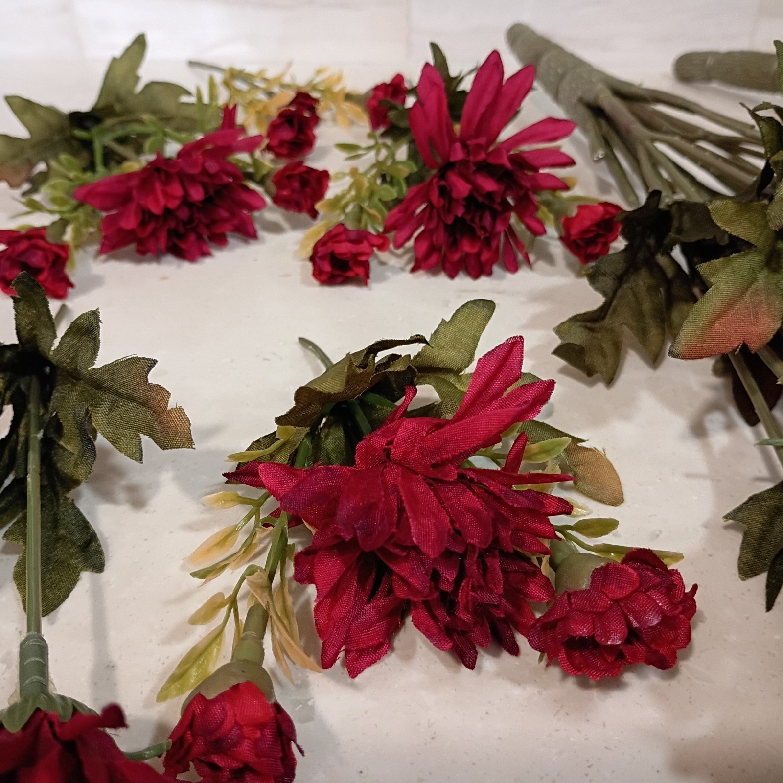 Dark Burgundy Flower Stems 16 Stems, 67 Artificial Flower Buds