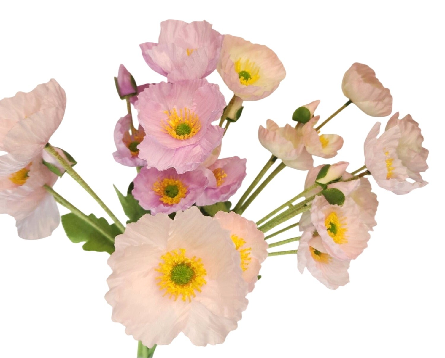 Pink Lavender Artificial Poppy Bouquet 24 Inch Faux Flowers Cottage Home Decor