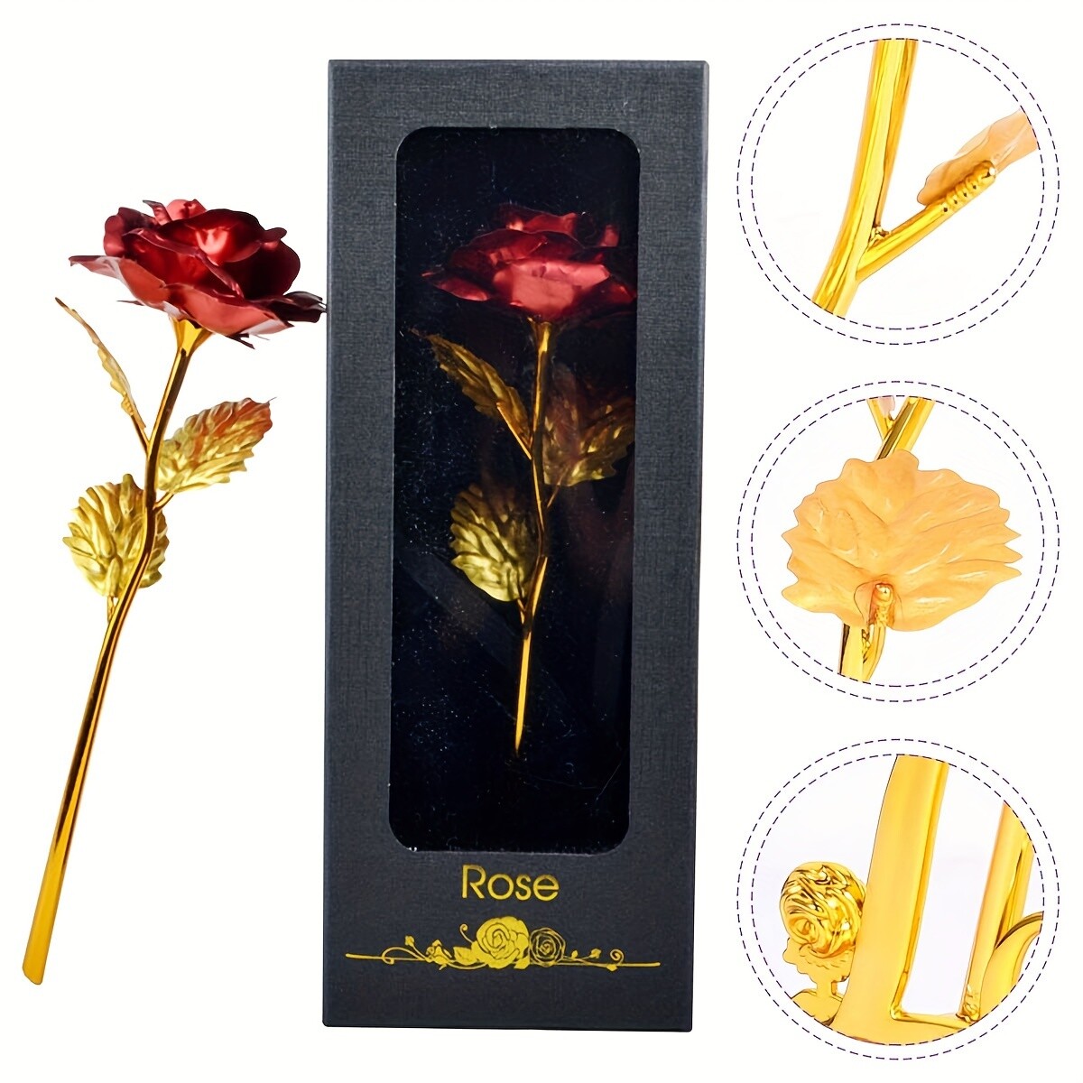 Mother’s Day Artificial Gold Foil Roses Dipped in Gold Valentine’s Day Gift