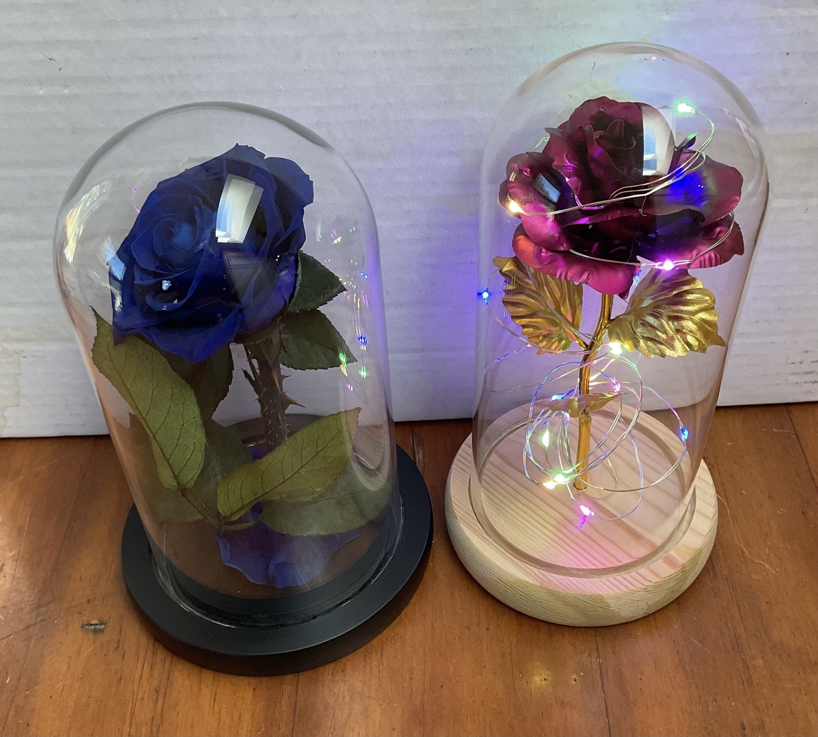 Beauty and Beast Rose Dome & Real Blue Rose Glass Domes