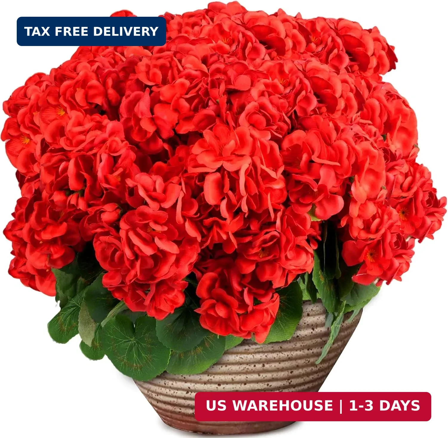 6 Bundles Artificial Flowers for Outdoors, Faux Geraniums Realistic Red Christma