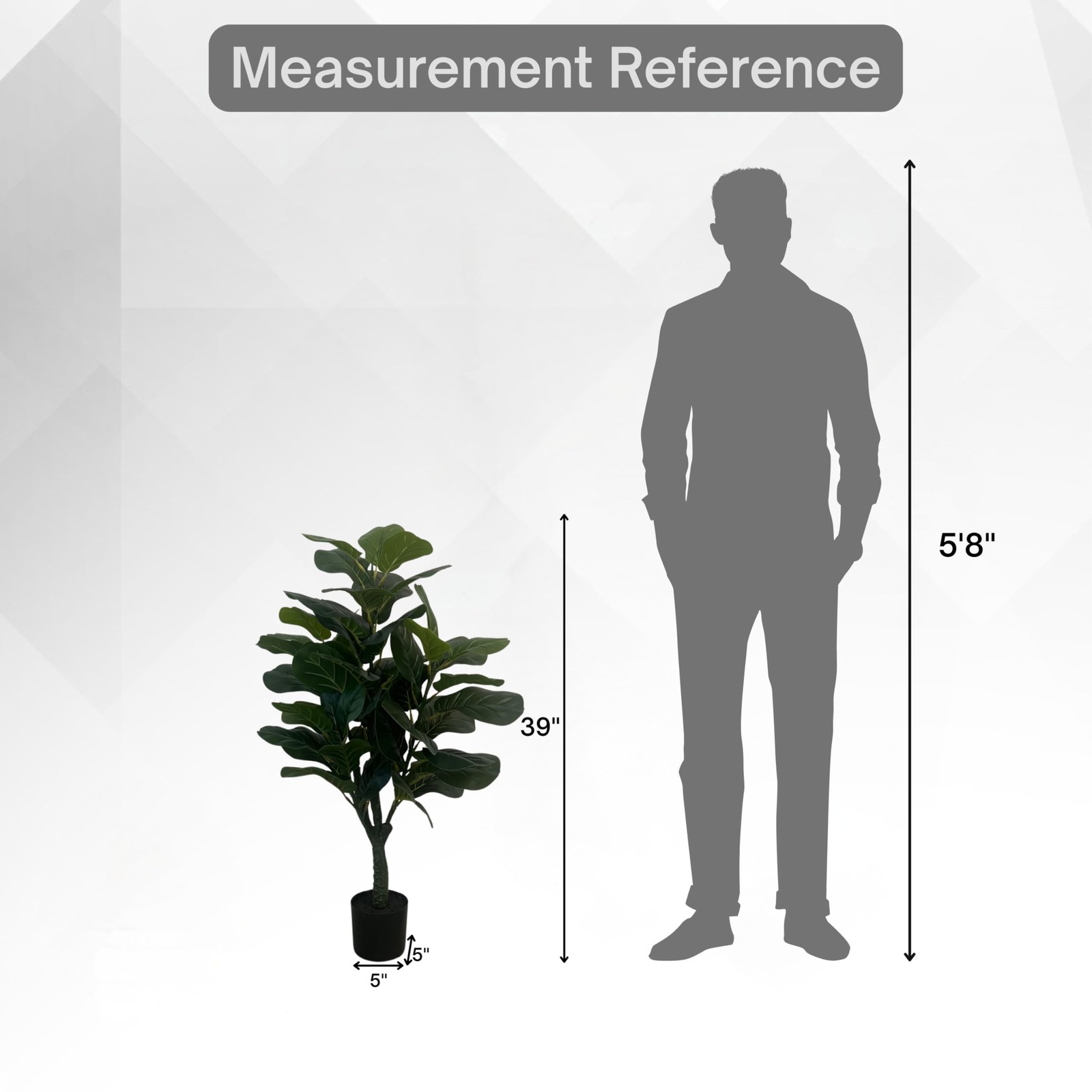 XBrand 39.4-Inches Artificial Fiddle Leaf Fig Tree in Pot Indoor Outdoor Home