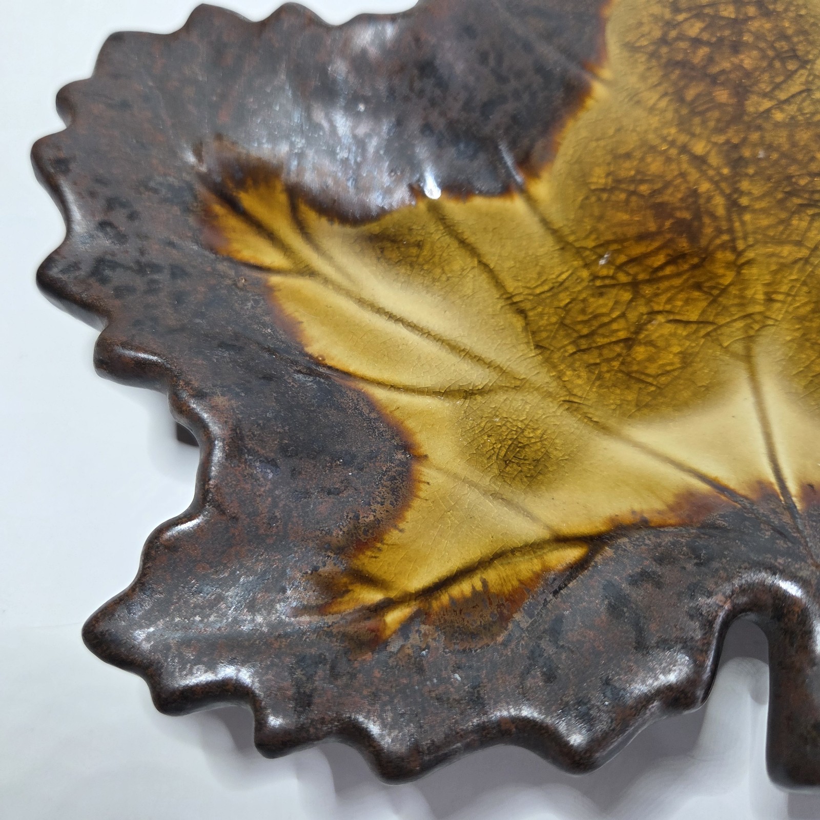 Lyon Home Gallery Glazed Leaf Dish Salt Lake Pottery Ceramic