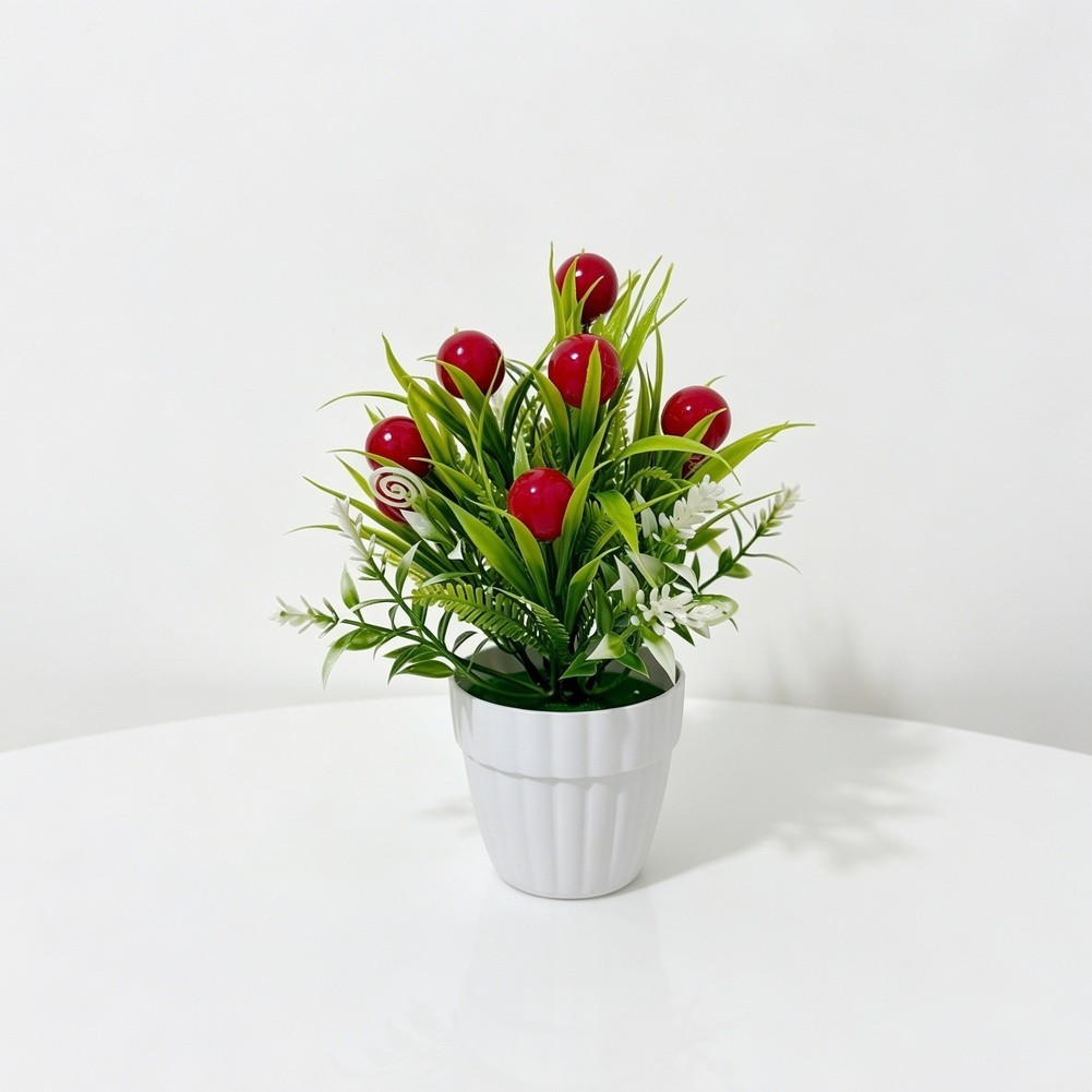 Artificial Potted Fruit Tree 20cm Tall for Tabletop Living Room Bedroom Decor
