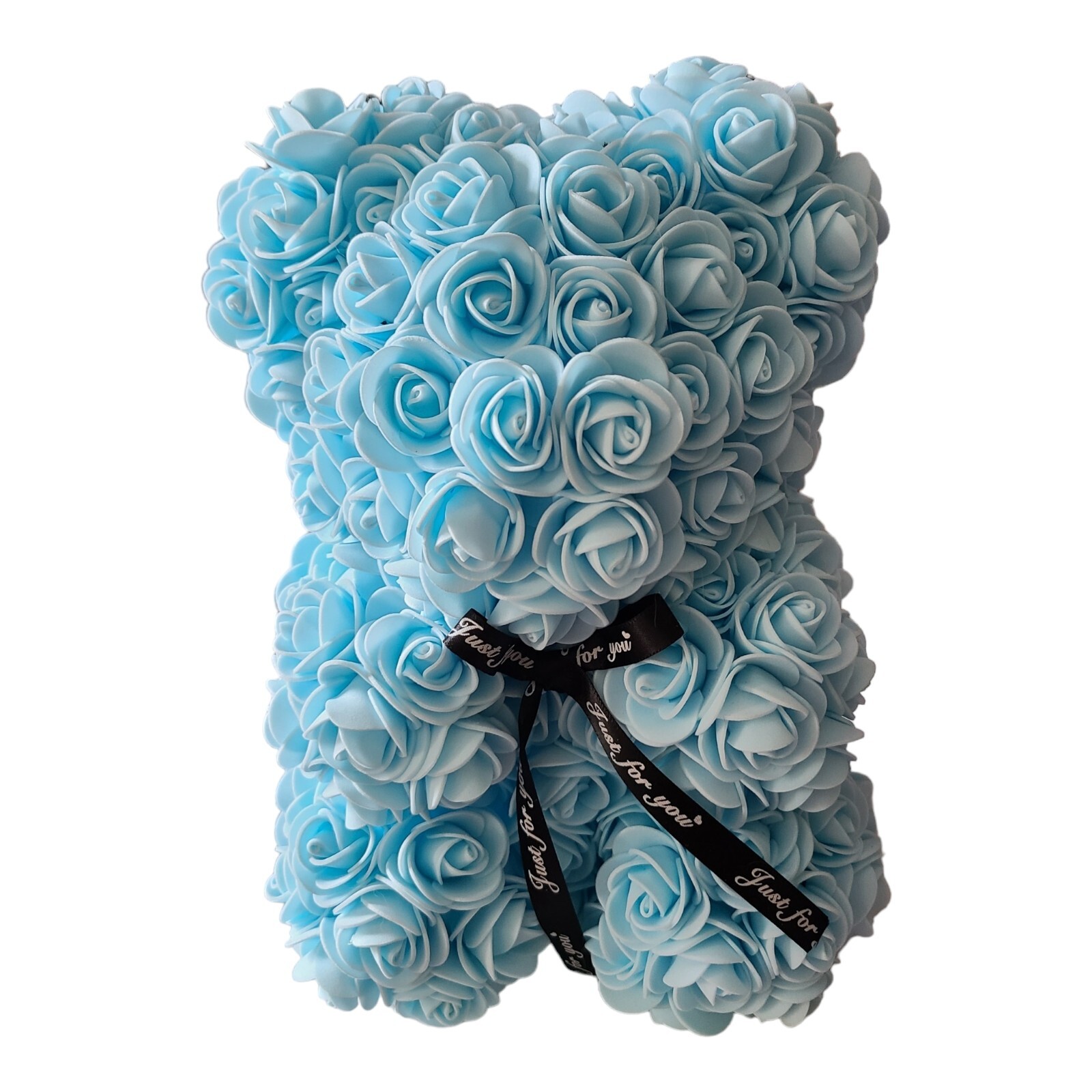BRUBAKER Blue Rose Bear 10 Inches Covered With Blue Rose Great Gift