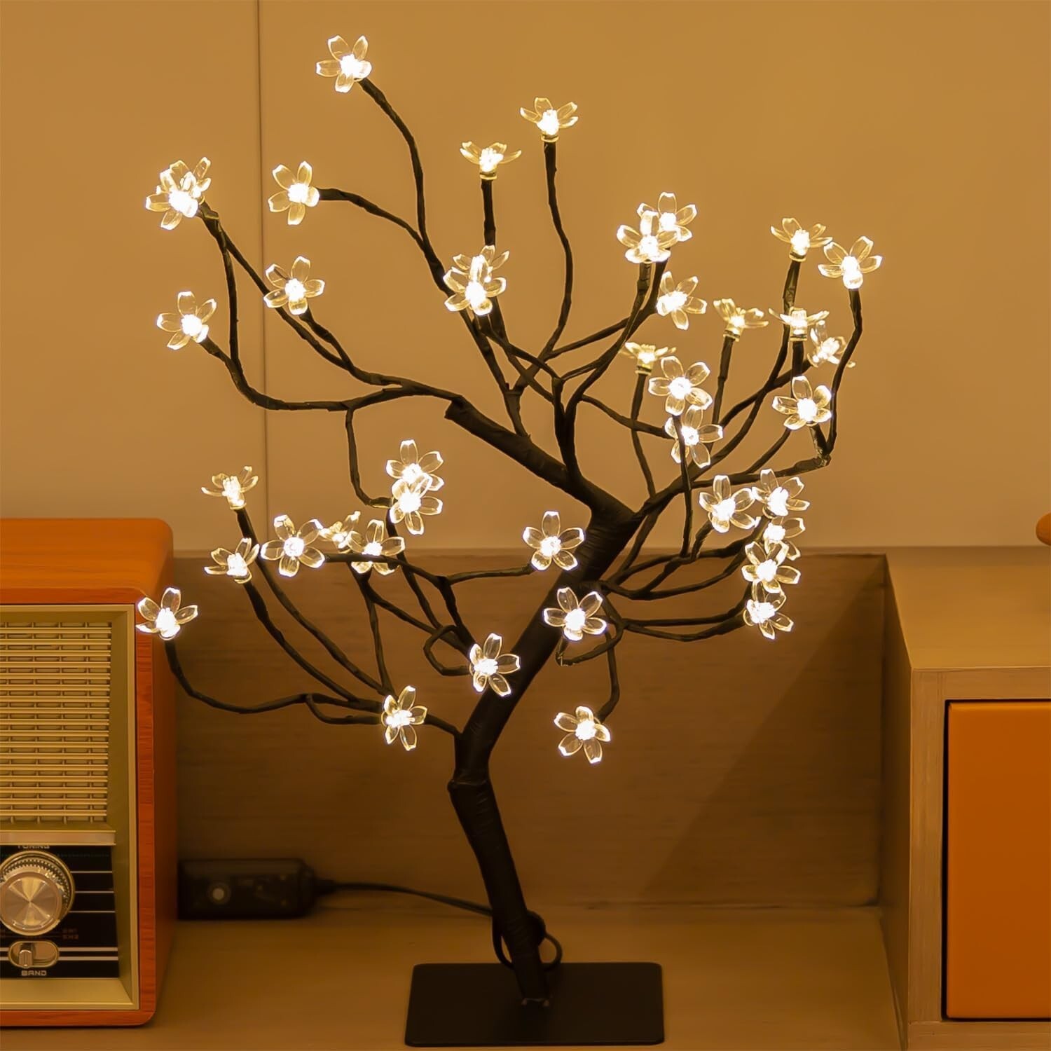 Cherry Blossom Bonsai Tree Light 20IN Tree Lamp with 40 LED Japanese Cherry B…