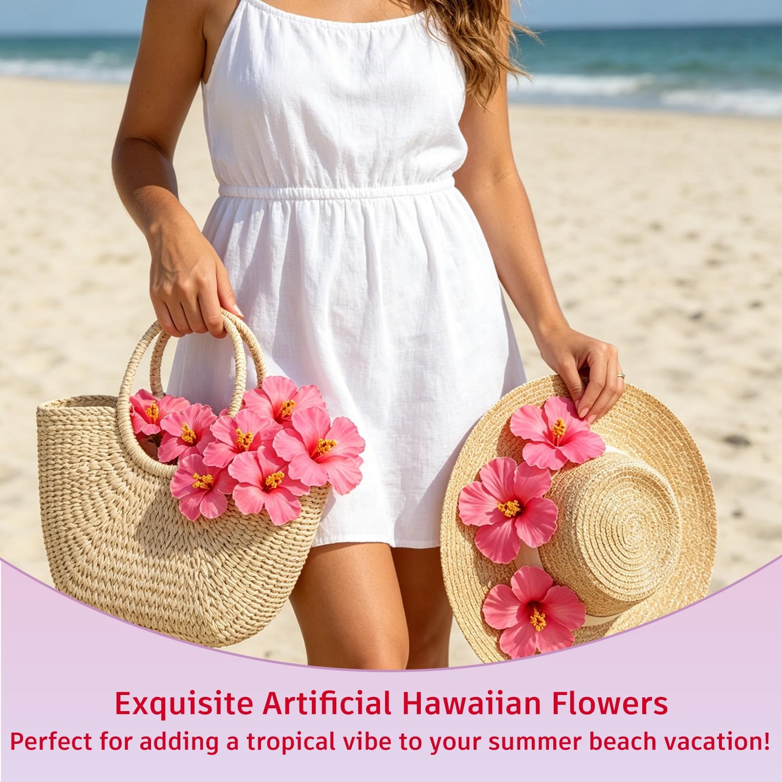 10PCS Hawaiian Faux Flowers Hibiscus Flowers Decor Artificial Hibiscus Flower…