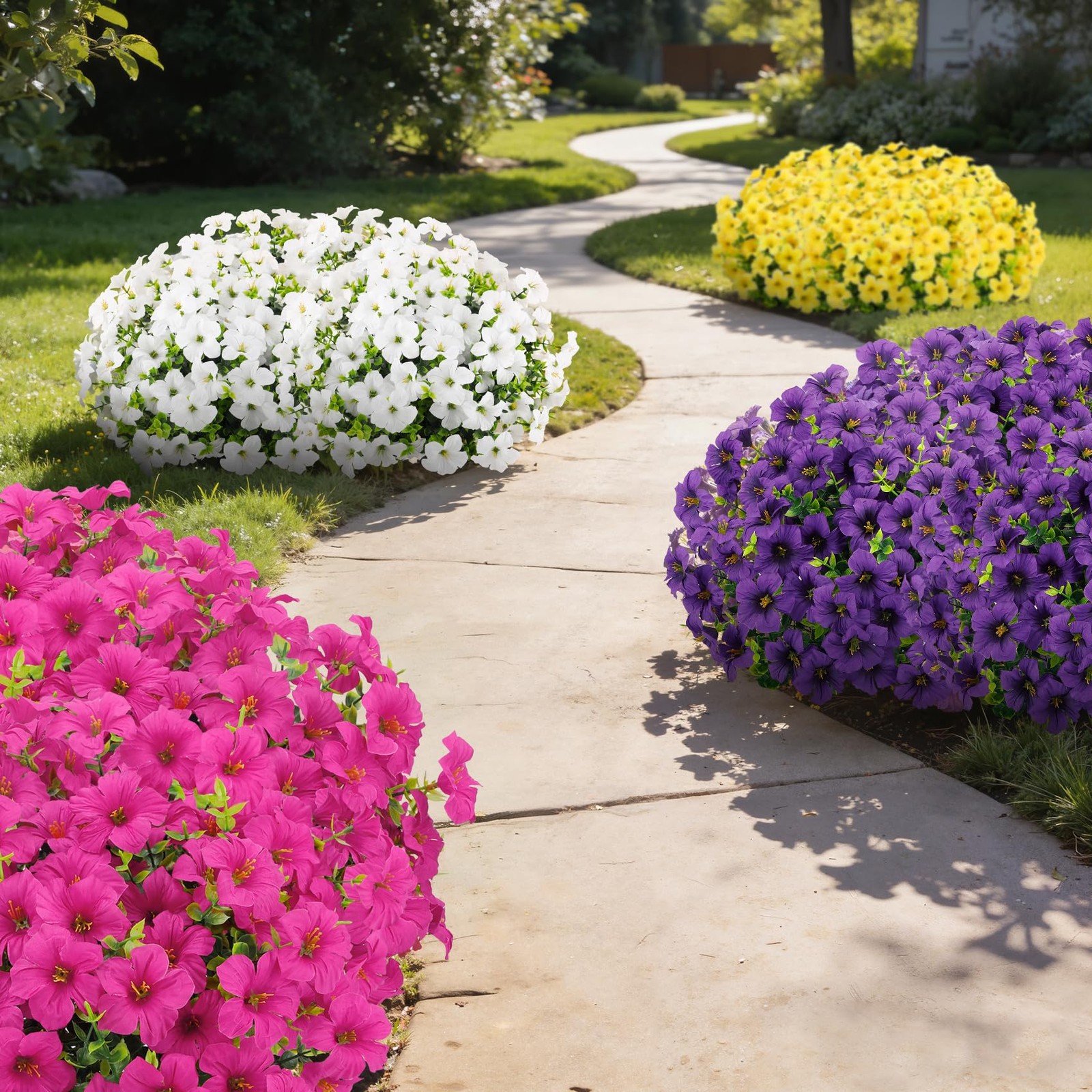 Besteek 20 Bundles Artificial Petunias Flowers for Outdoors, Faux Silk Flower…