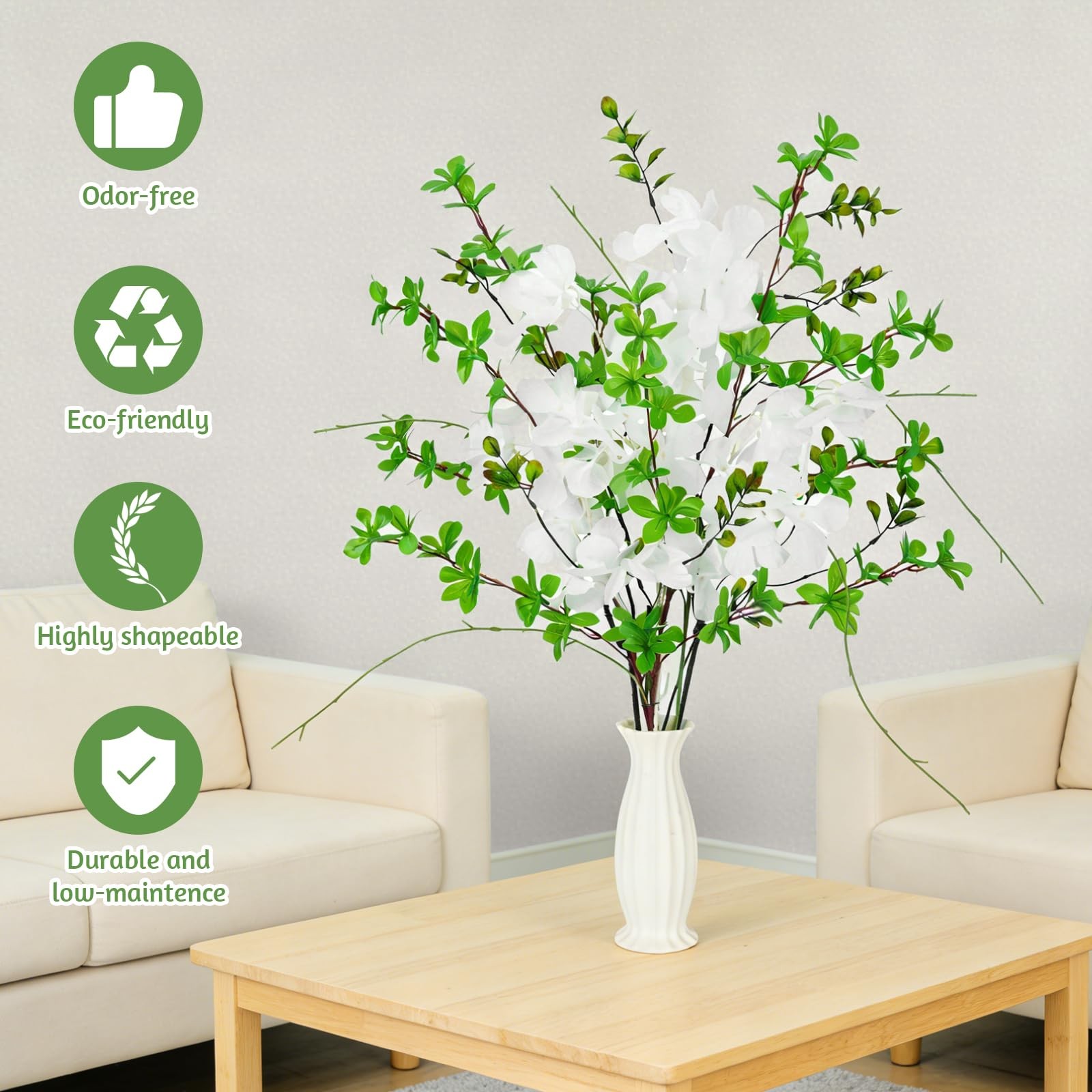 7 Pack 35.4″ Faux Stems Artificial Branches for Vase, Mixed Artificial Greene…