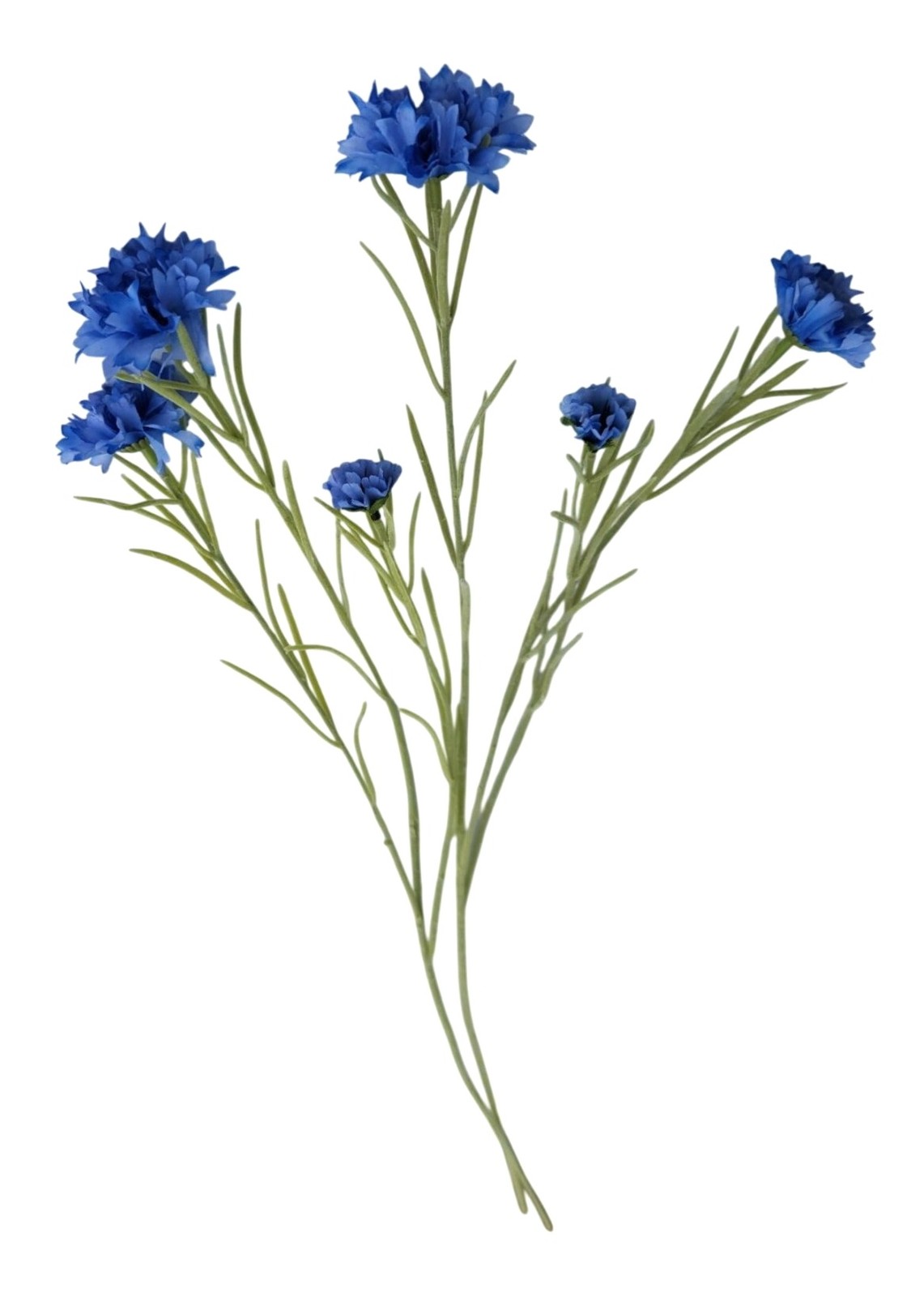 Artificial Blue Cornflower Stems Faux Wildflower Floral Decor Wedding