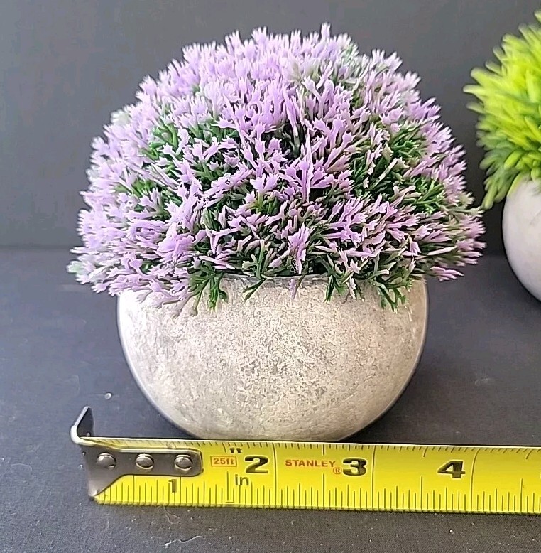 Faux Artificial Plants Clay Stoneware Pots Set Of 4 Multicolor 5 in. Decorative