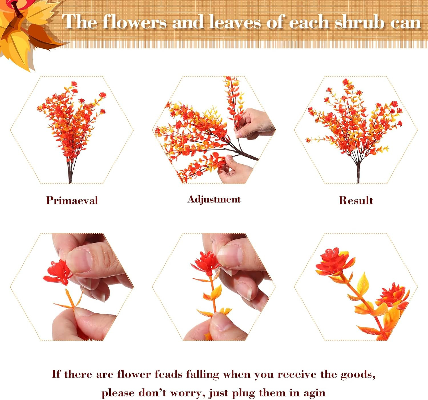 24 Bundles UV Resistant Fall Faux Flowers for Home Garden Wedding Decor