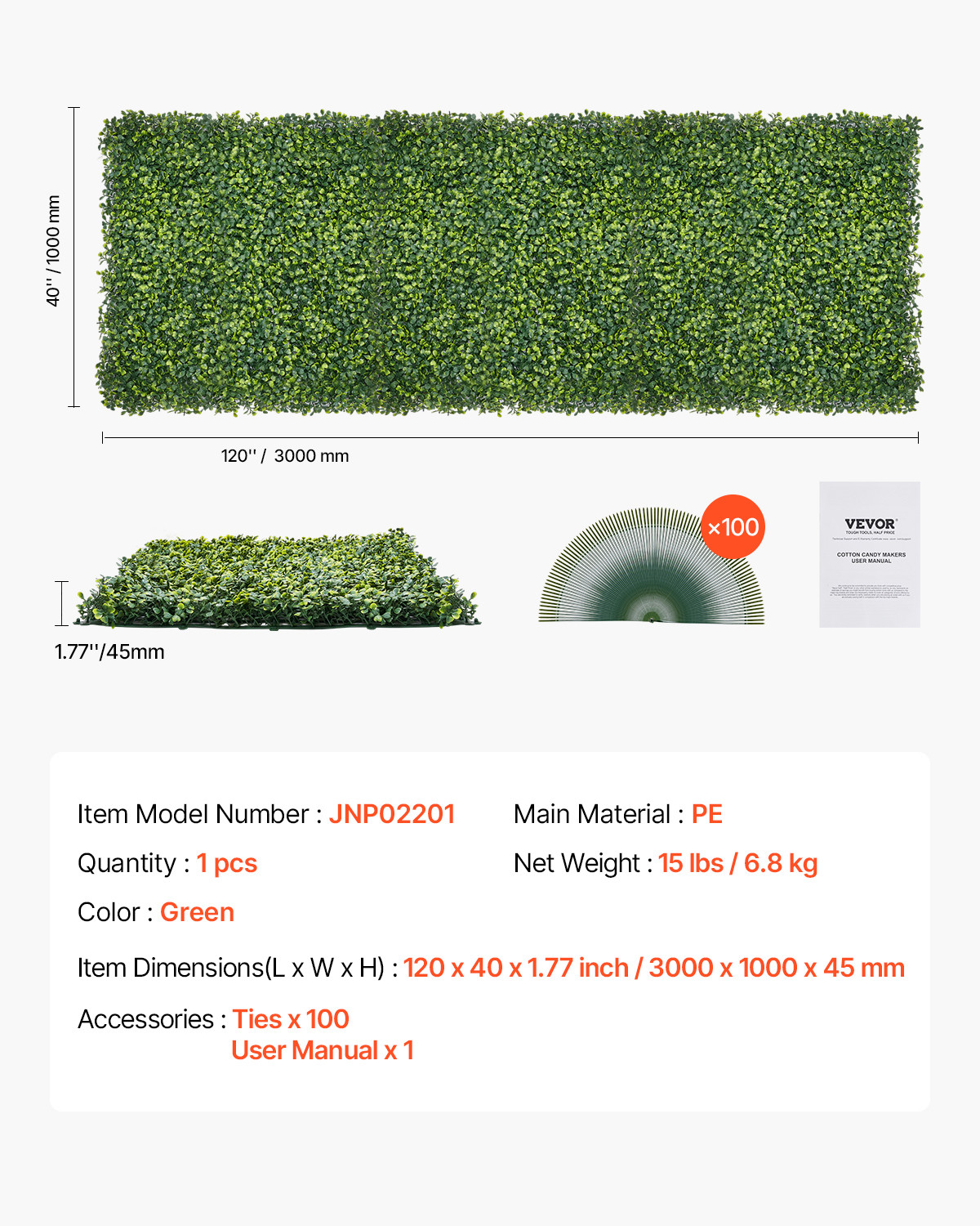 Artificial Grass Wall Panels 40 x 120 in Milan Grass Greenery for Decor Privacy