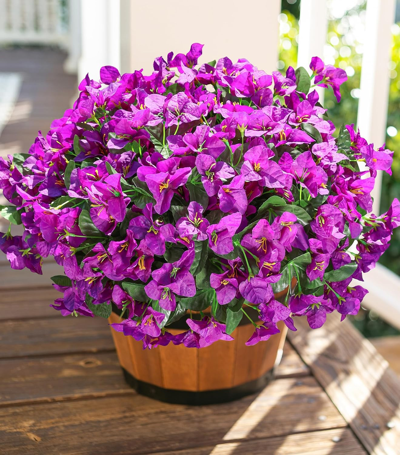 Artificial Flowers Plants for Outdoors Spring Summer Decor, 4 Bundles Fake Bouga