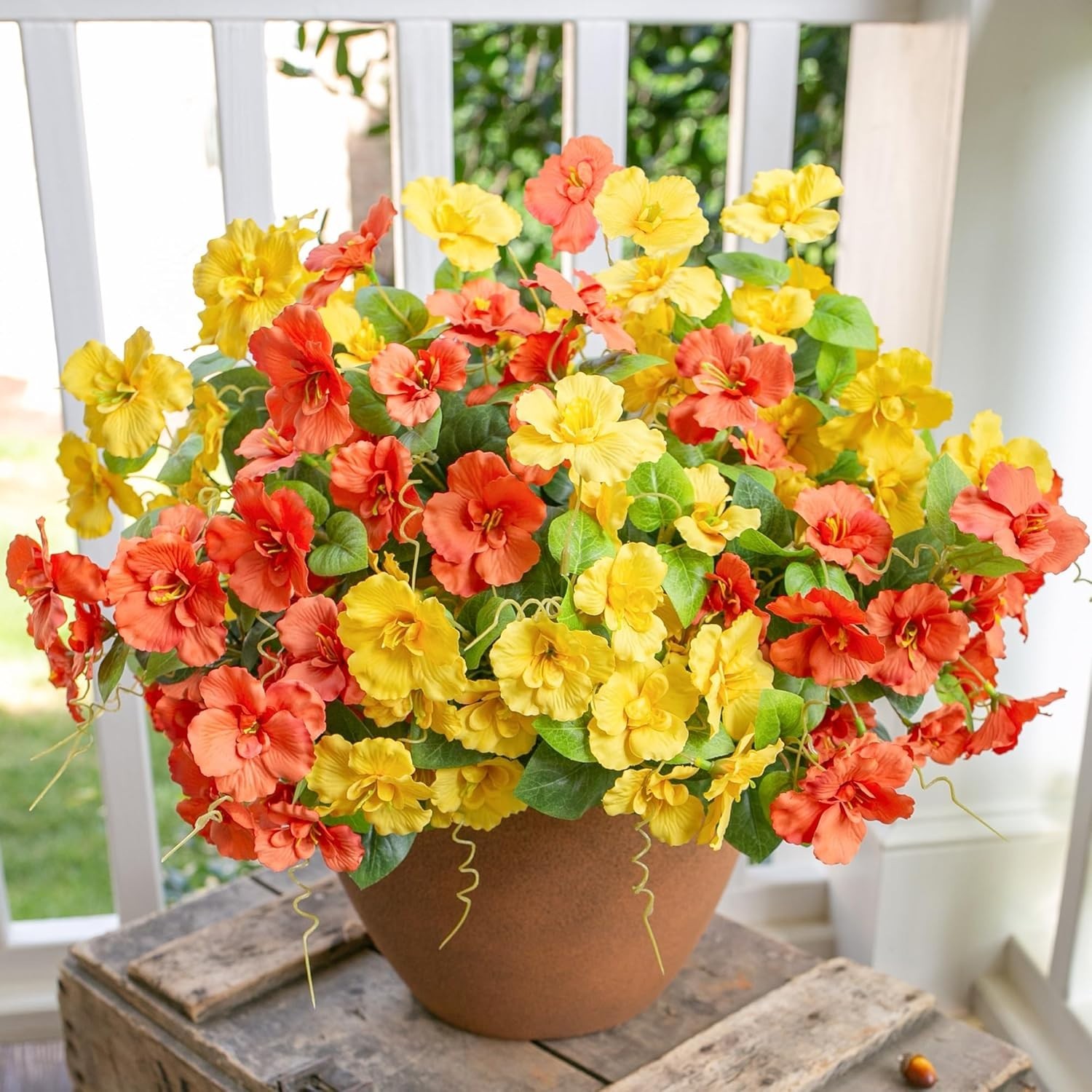Fake Hibiscus Artificial Flowers, Outdoor, 6 Bundles, UV Resistant