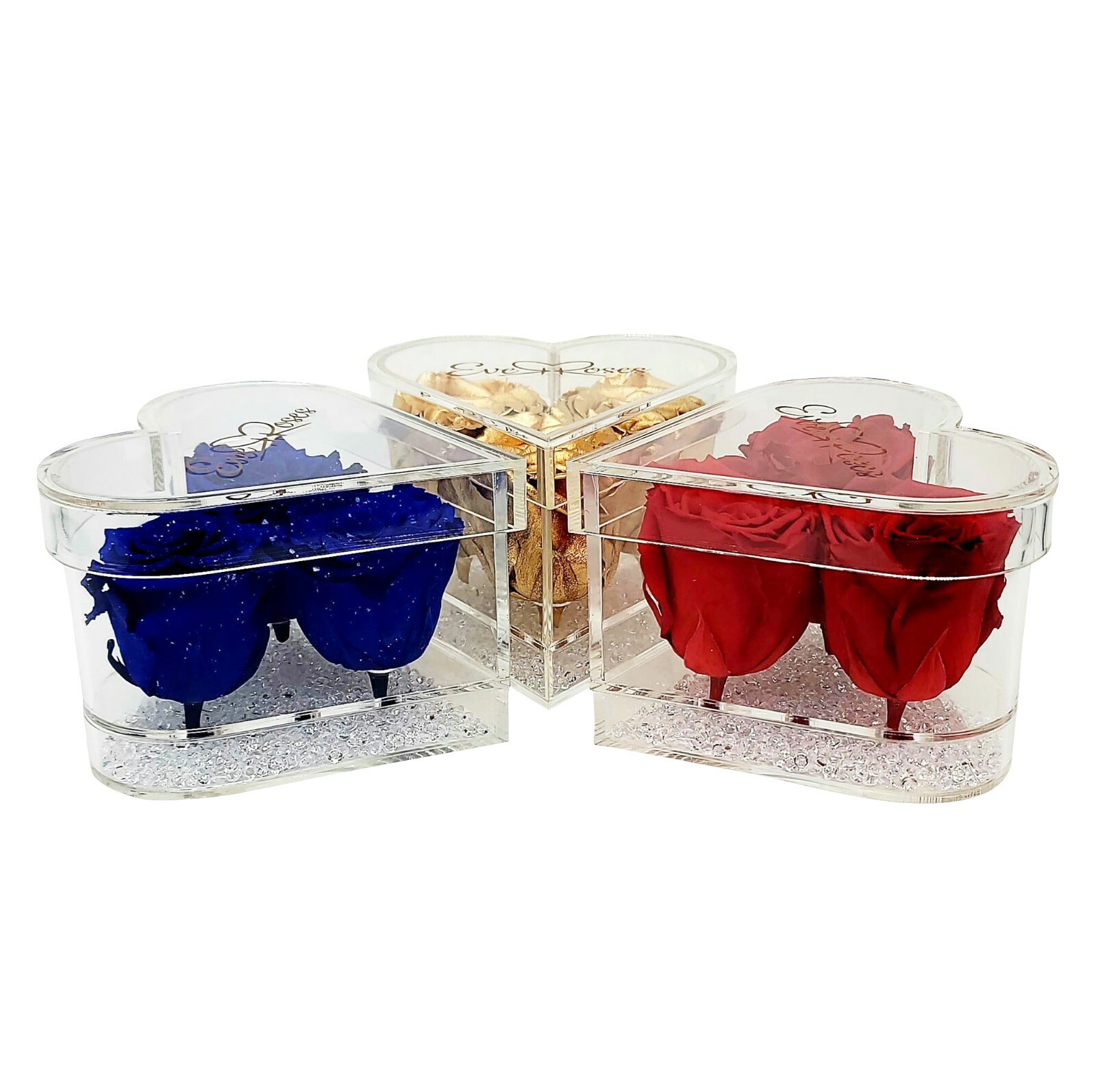 GALAXY BLUE Rose in a heart shaped acrylic box real long-lasting preserved rose