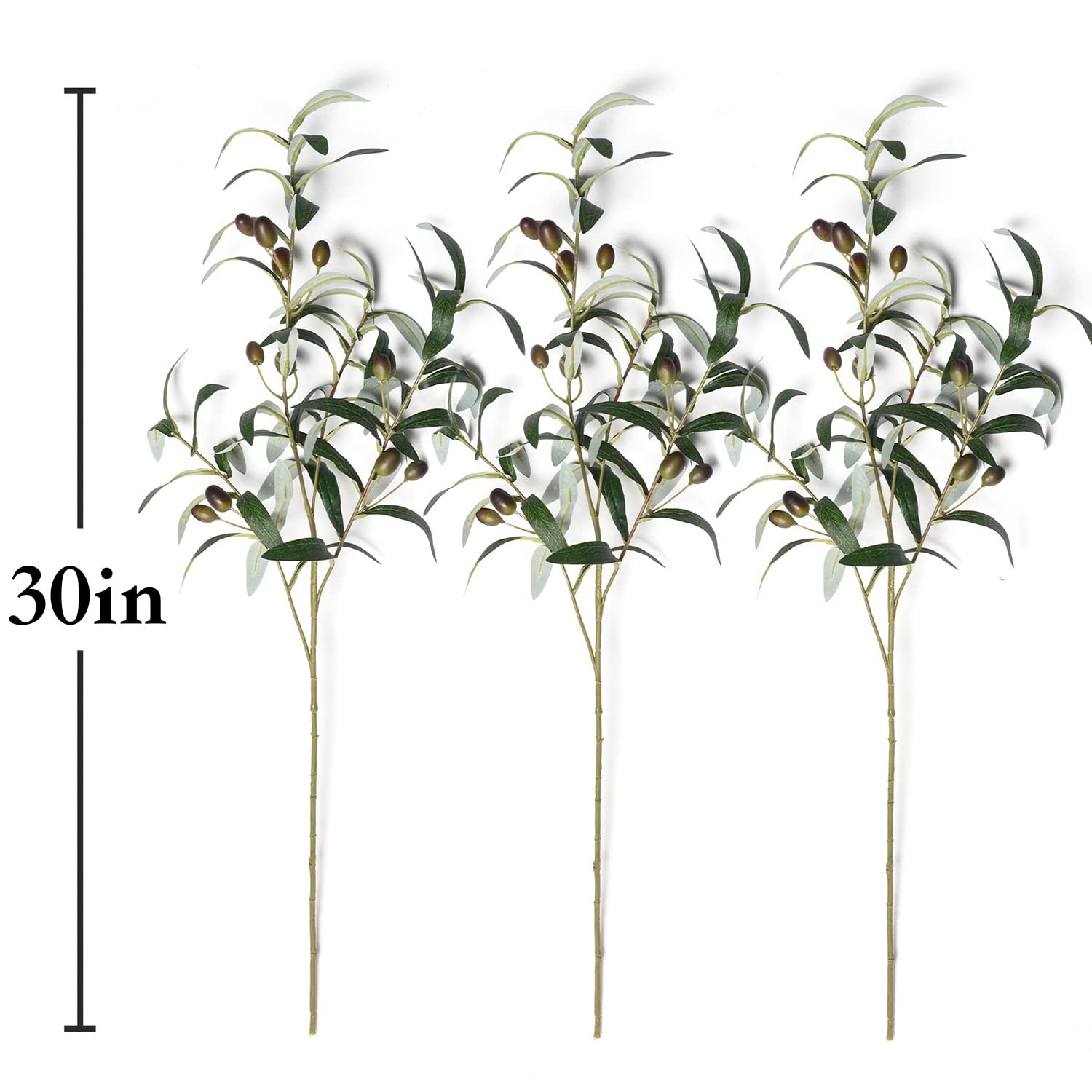 Artificial Olive Branch Stems 30in Farmhouse Decor Vase Filler Greenery 3pc