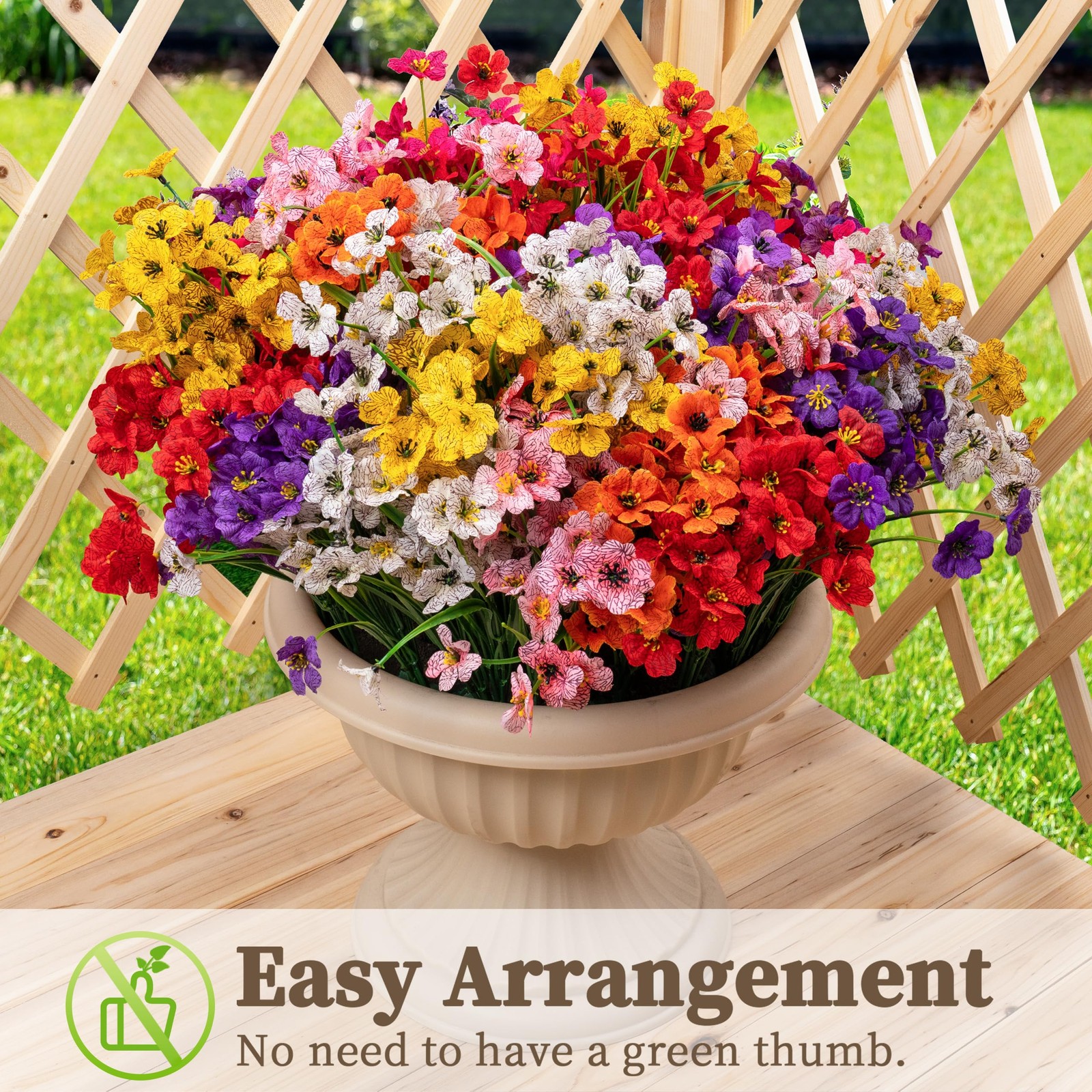 24 Bundles Artificial Flowers for Outdoors/Indoors, Fake Flowers Plants for I…