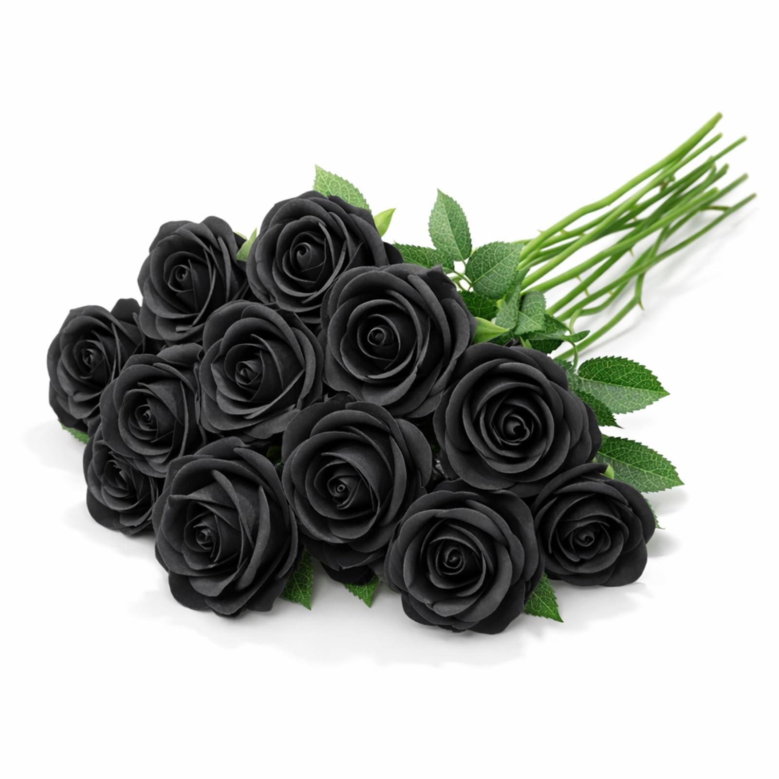 11 Pcs Black Roses Artificial Flowers, Black Roses Bouquet with Stems for Hom…