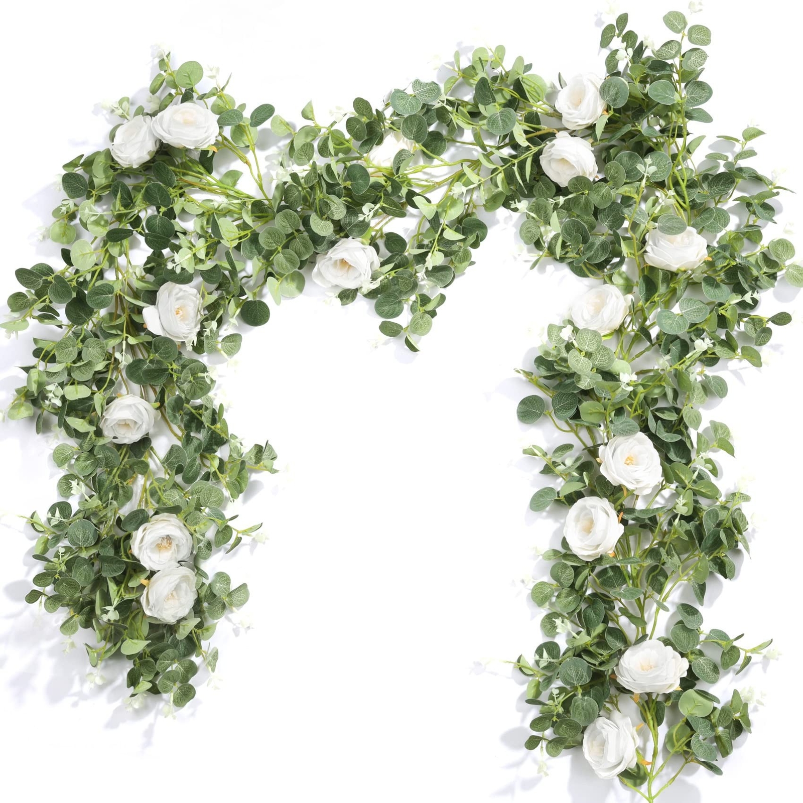 Der Rose 4 Pcs 13Ft Artificial Eucalyptus Flower Garland with Fake Silk Rose …