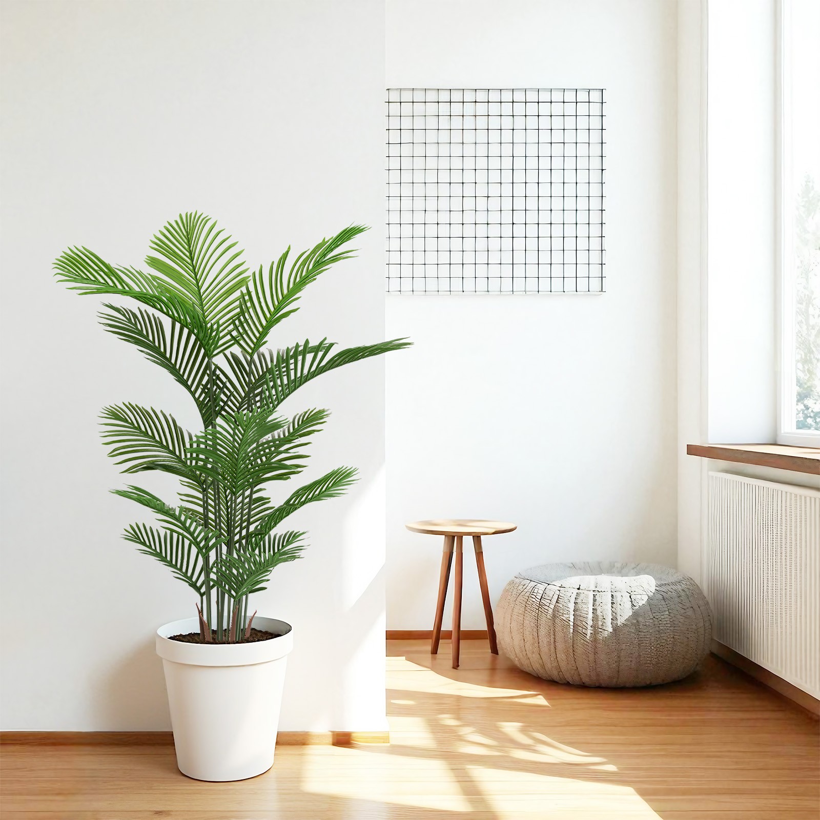 Artificial Areca Palm Plant 5.2ft Tall Faux Tropical Tree in Pot 2pcs/set