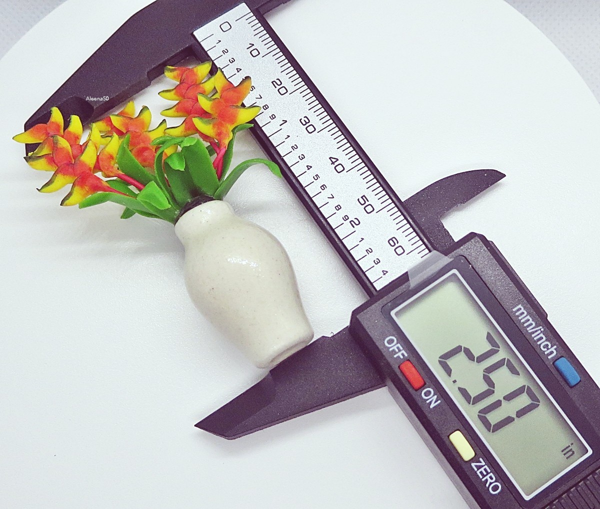 2.5″H Handmade 1:12 Miniature Clay Heliconia Arranged in Ceramic Vase US Stock
