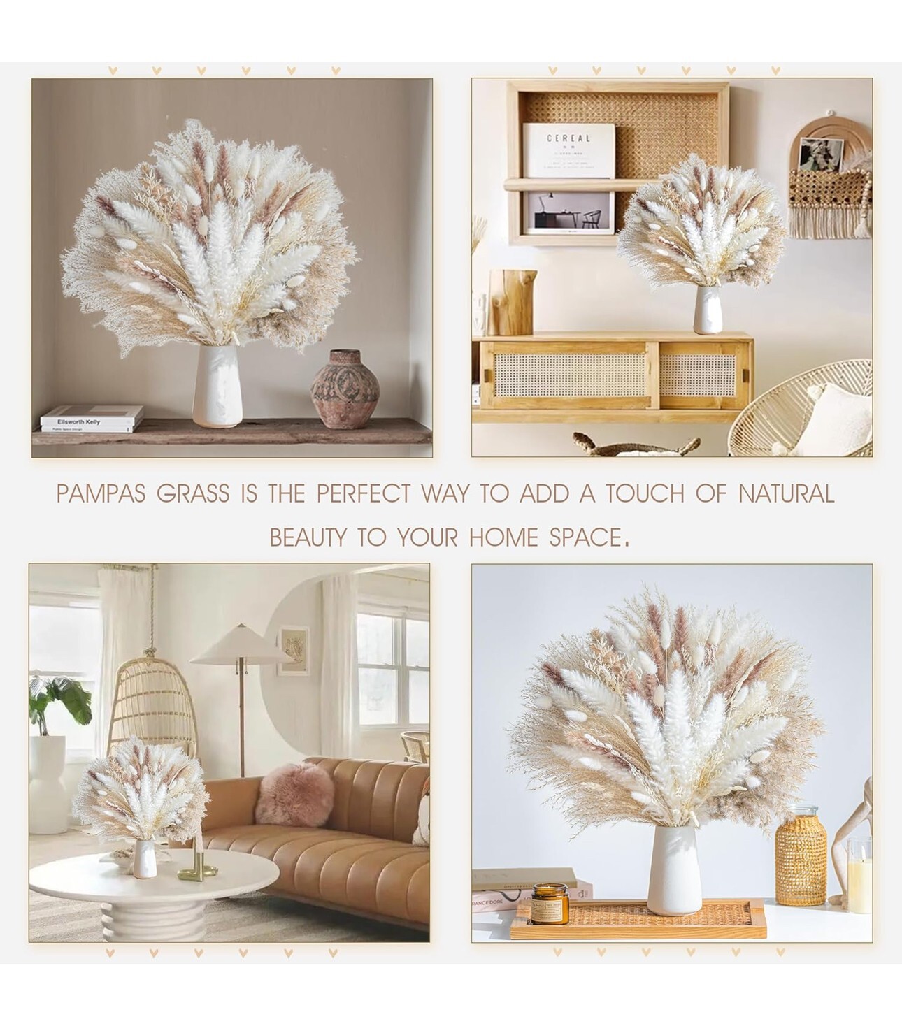 86PCS Natural Dried Pampas Grass Boho Home Decor