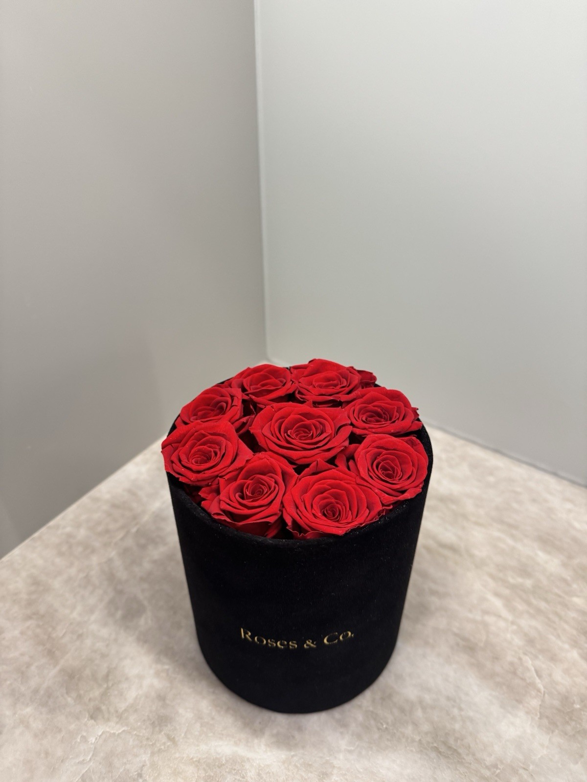 Premium Red Rose Box 9 Preserved Dutch Roses Velvet Luxury Gift for Her