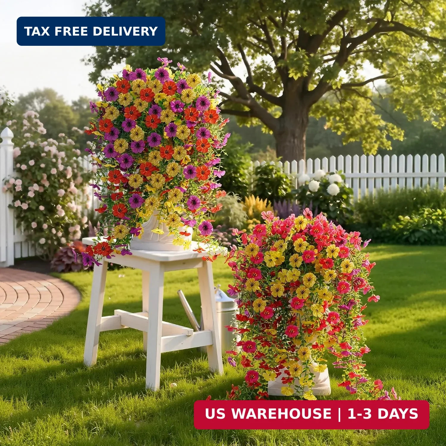 AGIRL Artificial Flowers for Outdoors,6 Bundles Faux Silk Flowers with Leaves fo