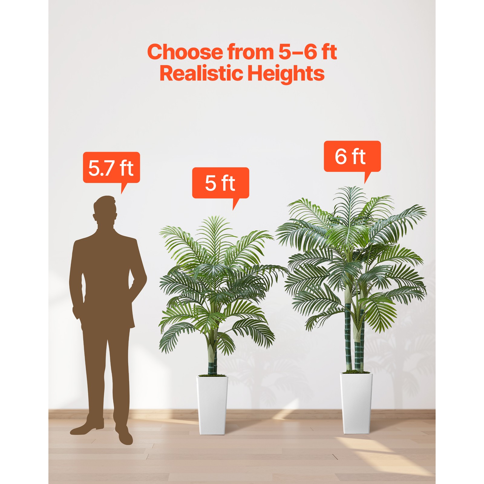 Uimoso 5ft Artificial Areca Palm Tree in Pot Indoor Plant Faux Fake Home Decor
