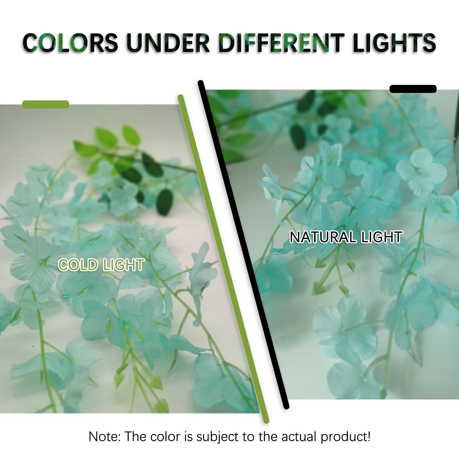 Luerbi 24 Pack Teal Wisteria Hanging Flowers Garland, 3.77 Feet Artificial Fl…