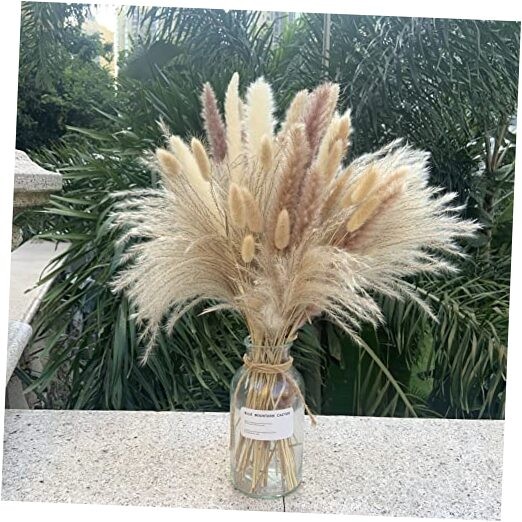 Pampas Grass Decor 110 pcs 17.5inch Natural Dried Pampas Grass-15Pcs 110 Pcs