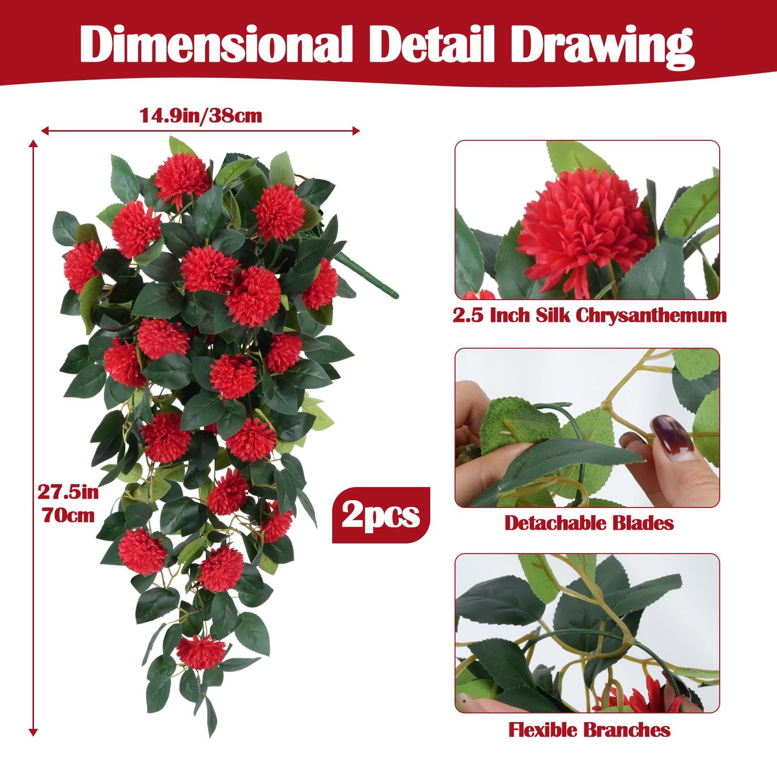 2Pcs Artificial Flowers for Outdoors Faux Outdoor Flowers for Planters UV Res…