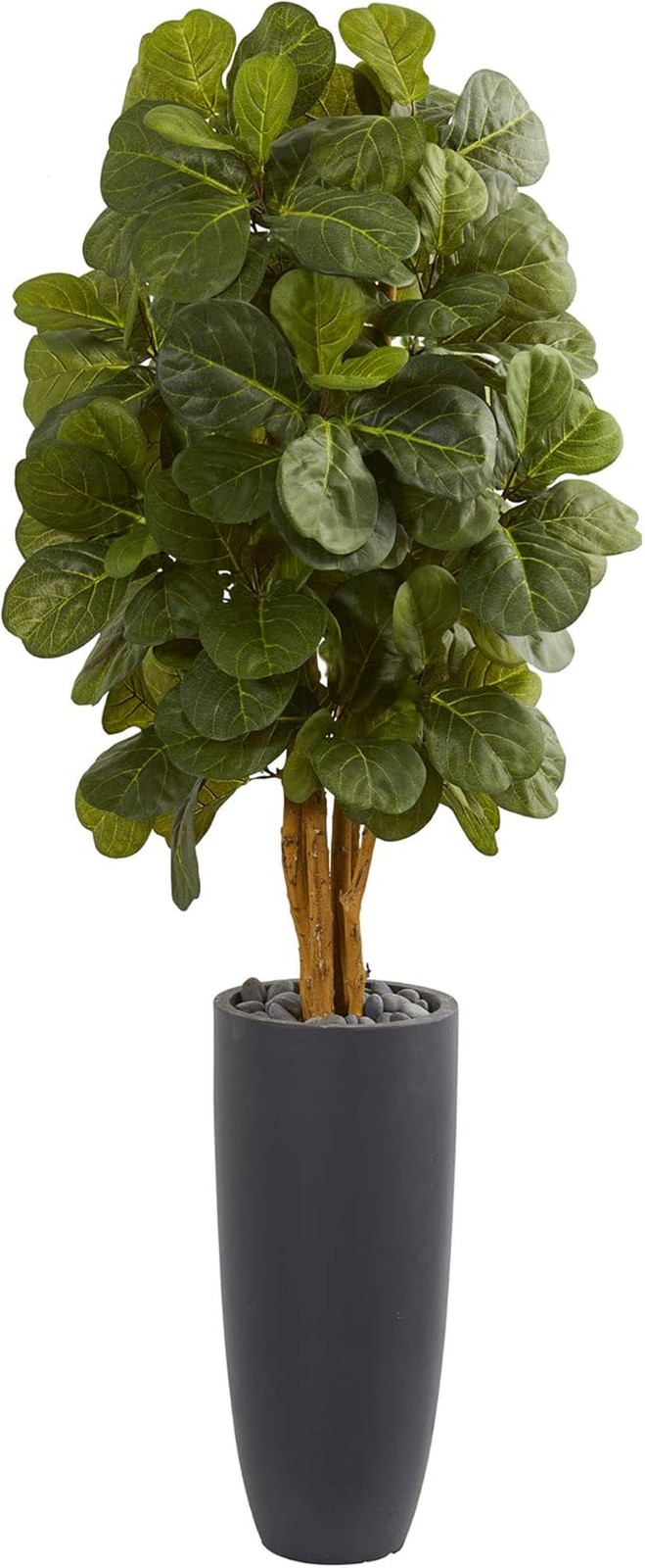 5.5Ft Fiddle Leaf Artificial Tree in Stylish Gray Cylinder Planter