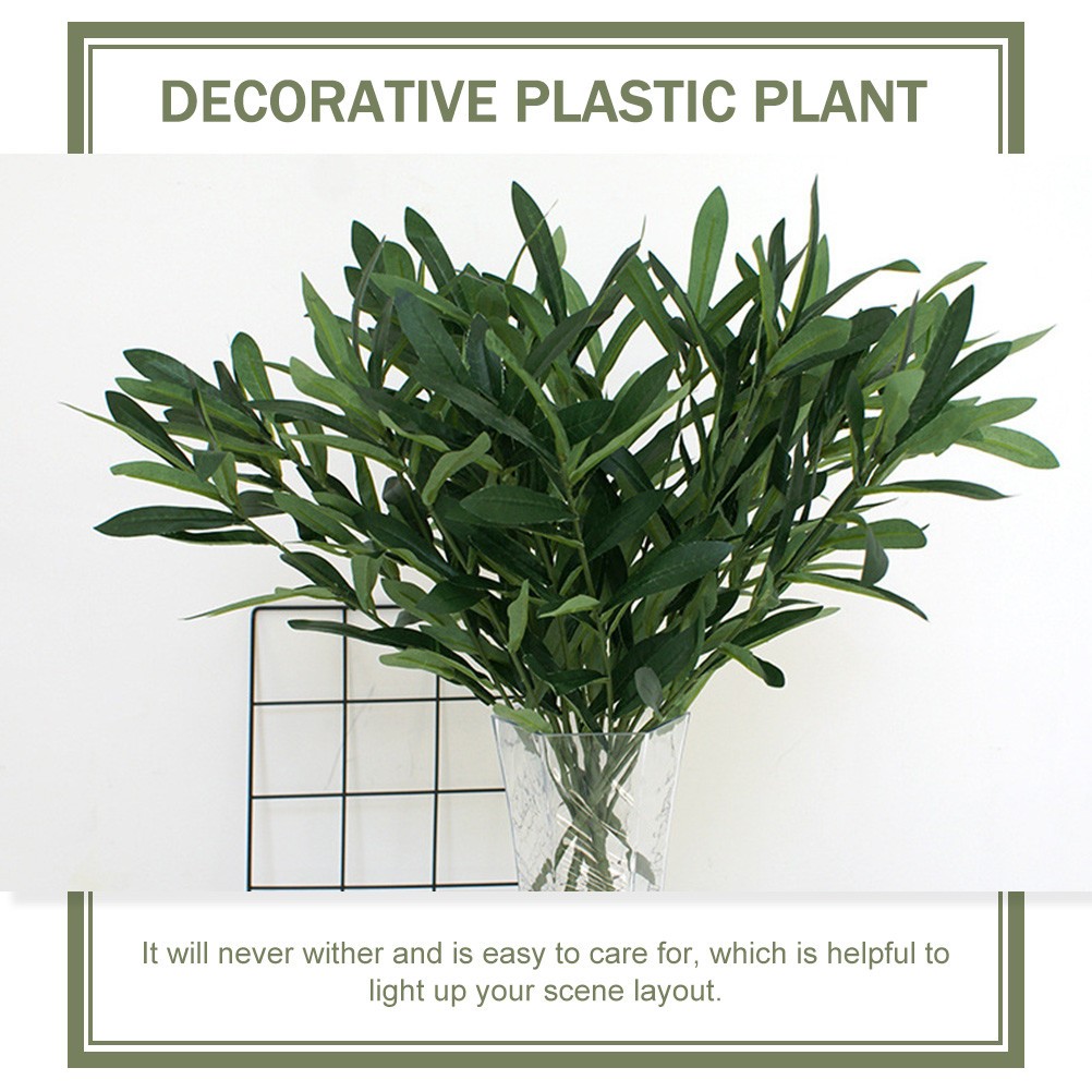 2Pcs Wear Resistant Plastic Olive Branch Decorative Plants for Office and Home