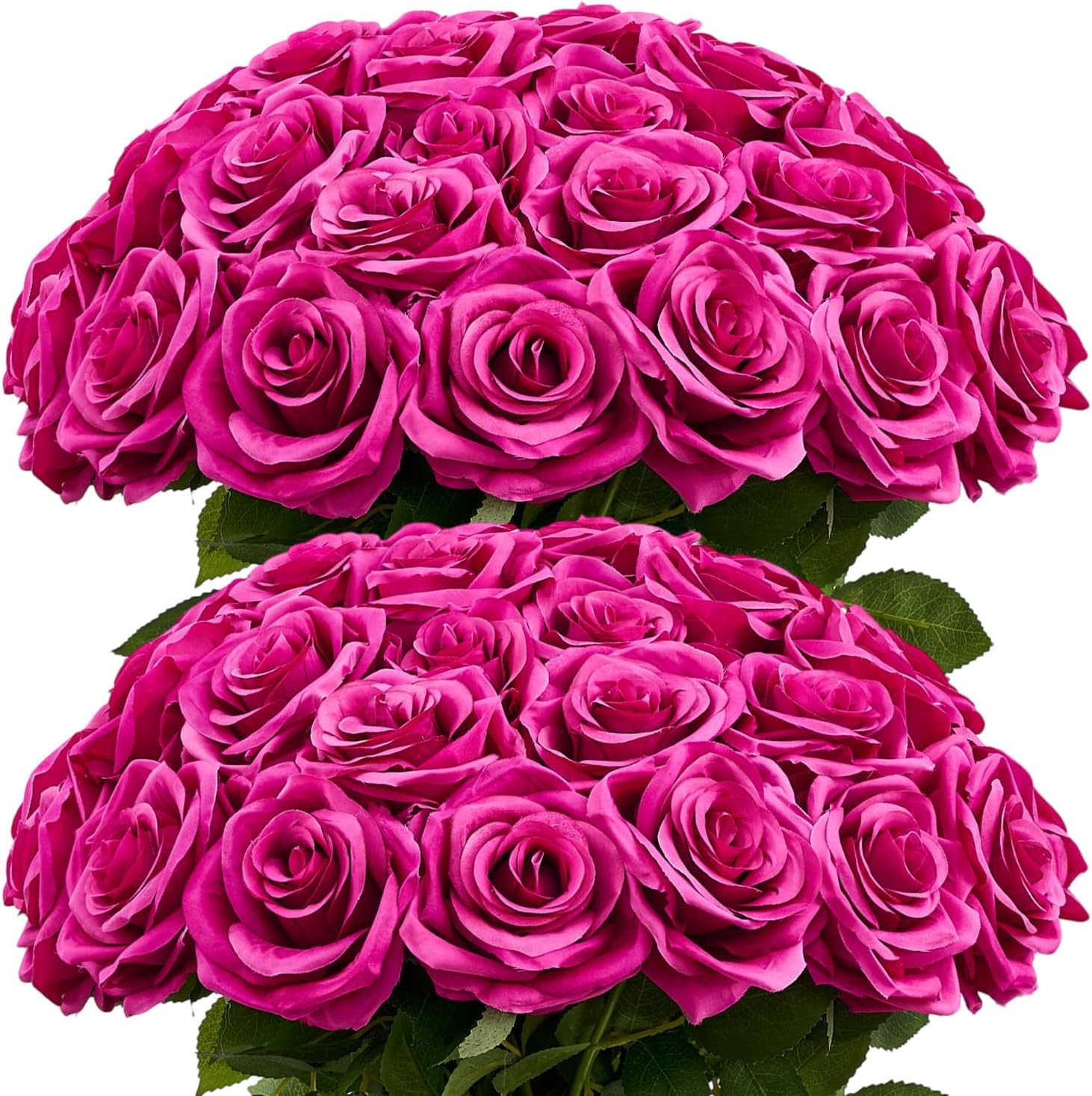120 Pcs White Rose Artificial Flowers Bulk, Ivory Silk Fake Roses with Long Stem