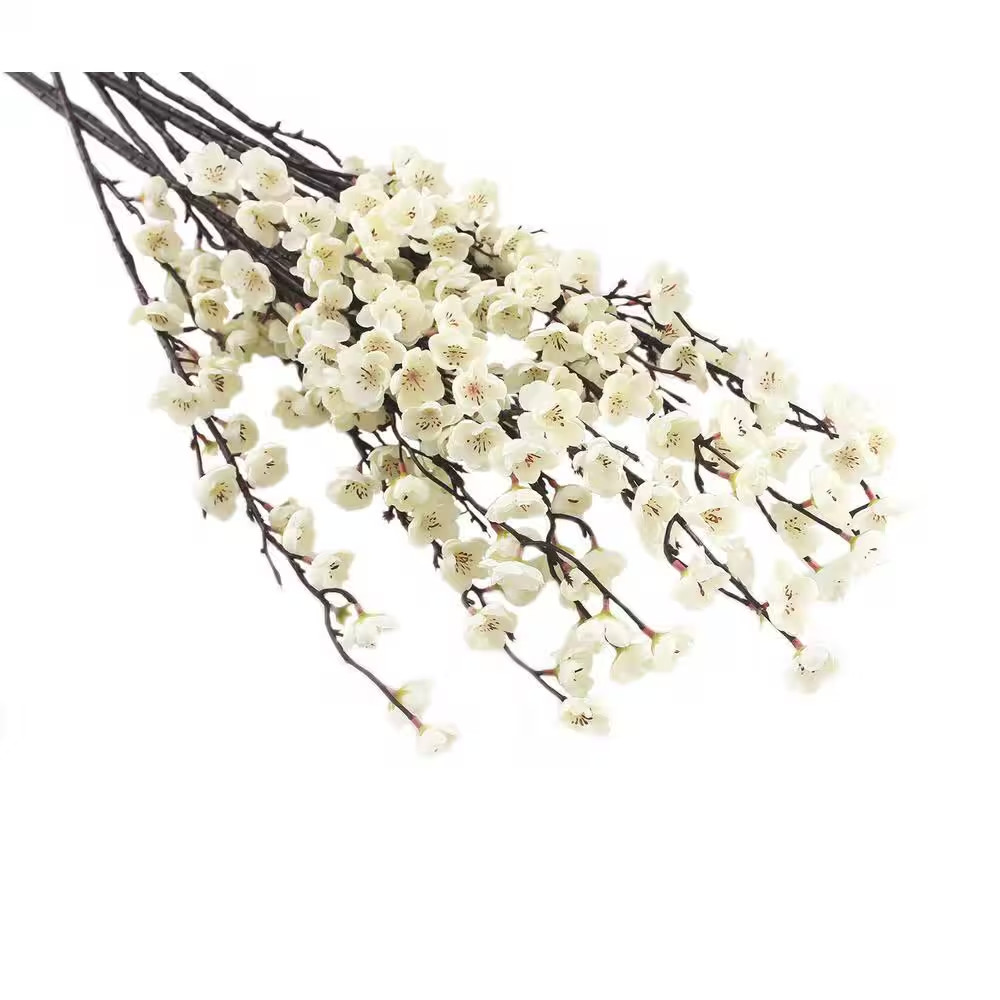 5-Pcs Artificial Plum Blossom Fake Wintersweet Long Stem Plastic Flowers Home Ho