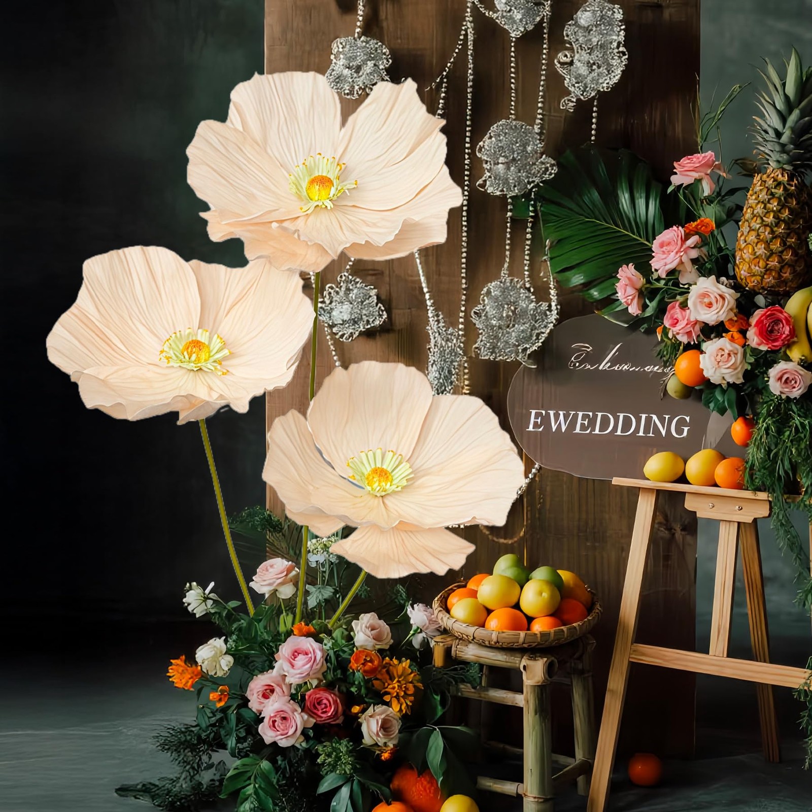 Artificial Flowers Decorations 5.58ft Fake Poppy Flower for Standing Receptio…