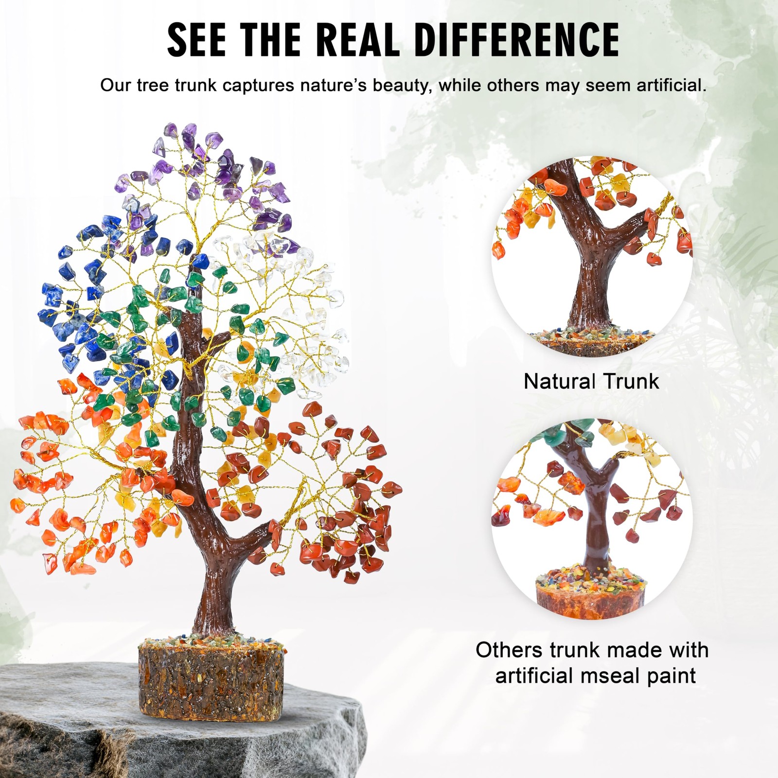 Natural Trunk 7 Chakra Crystals Tree Of Life Healing Stones Home Decor Gift