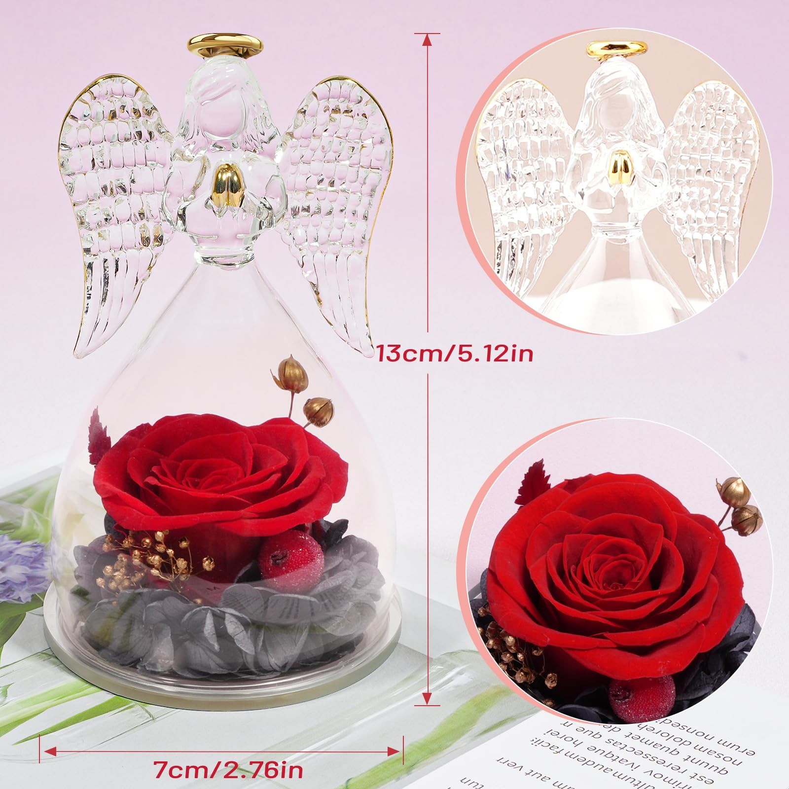 Angel Figurines Forever Real Rose Birthday Gifts for Mom Grandma Wife,Flowers