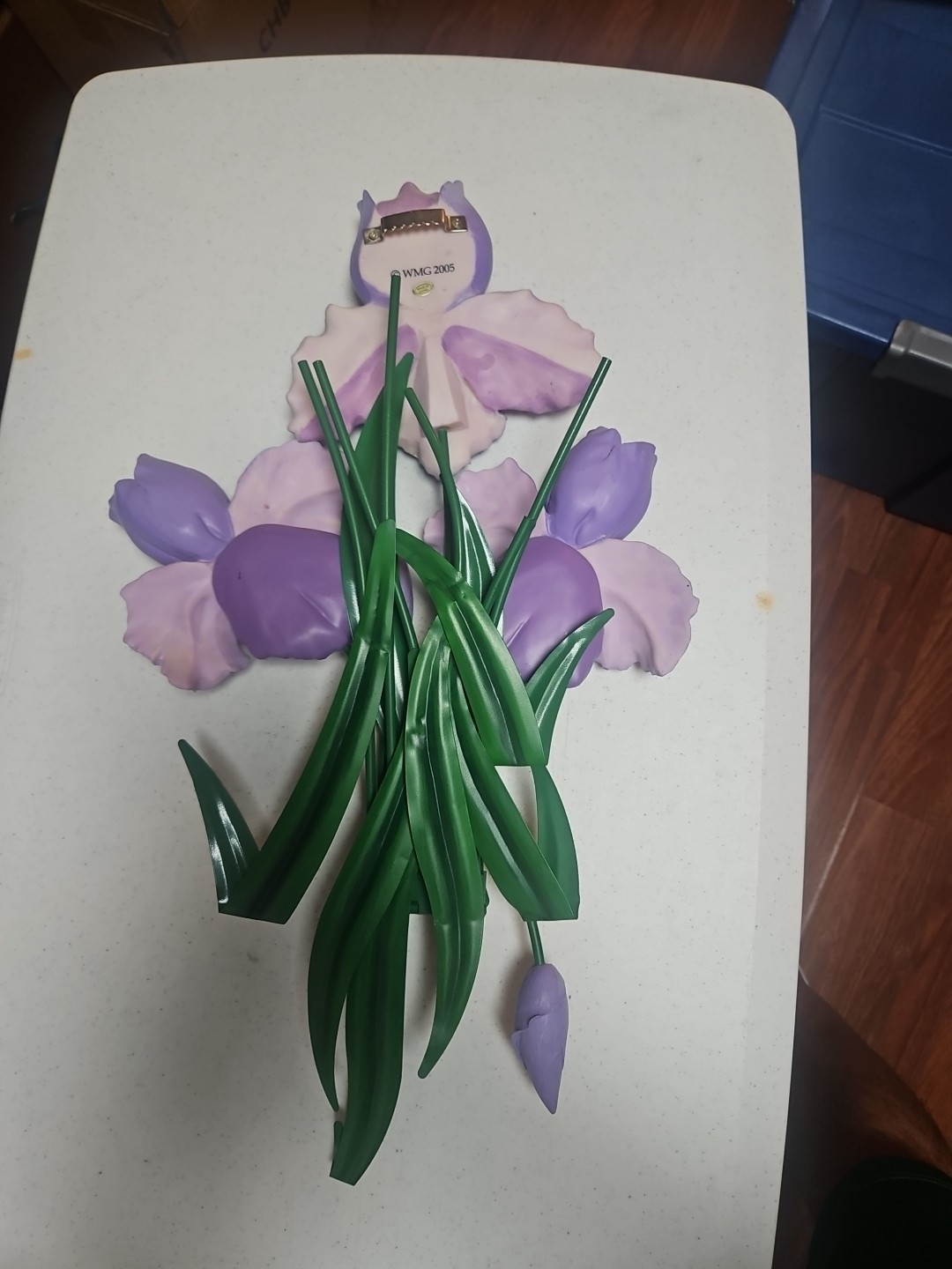 Purple Iris, 29″L× 13″W, WMG , Wall Decor, Ceramic/Resin Flowers & Metal Stem